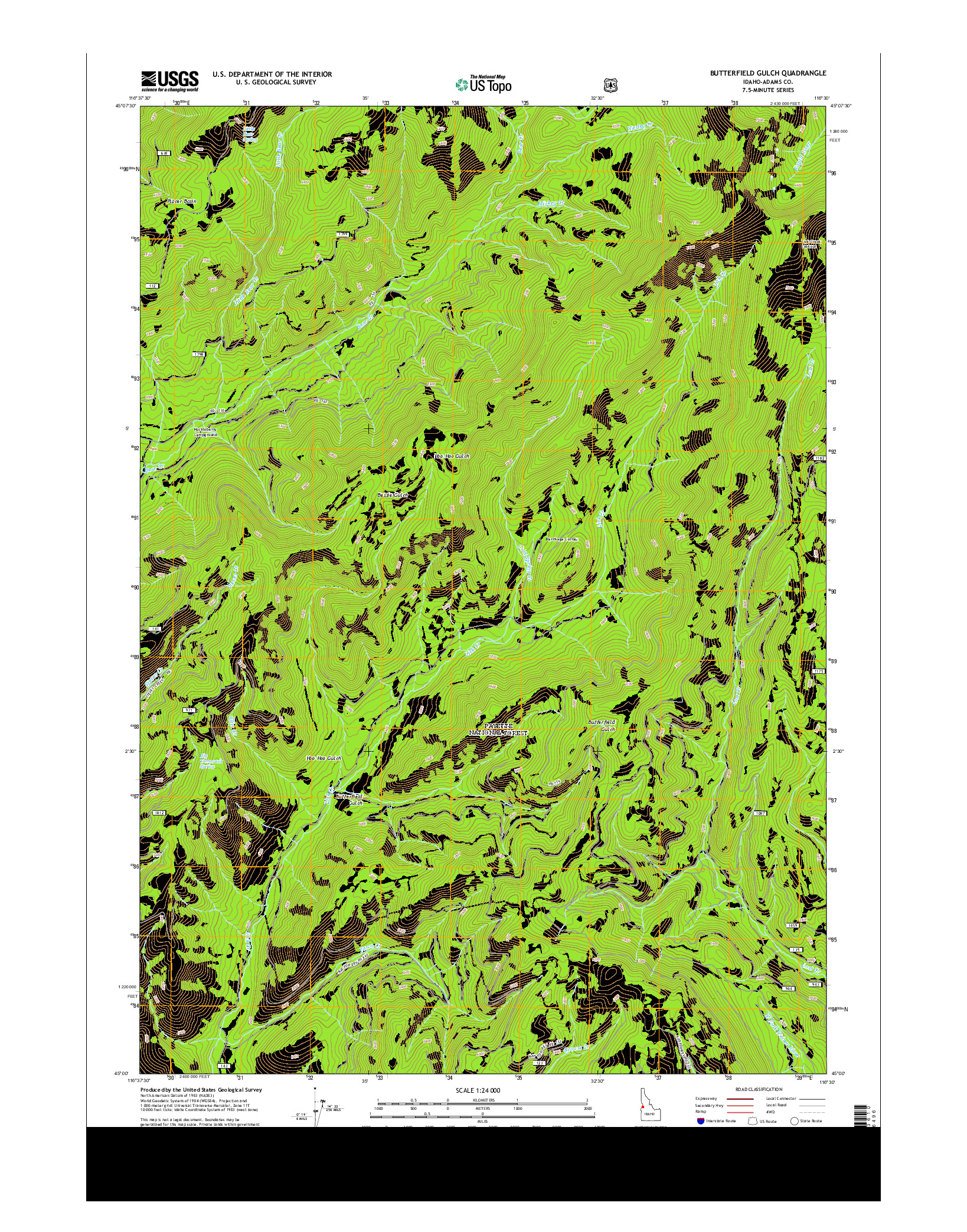 USGS US TOPO 7.5-MINUTE MAP FOR BUTTERFIELD GULCH, ID 2013