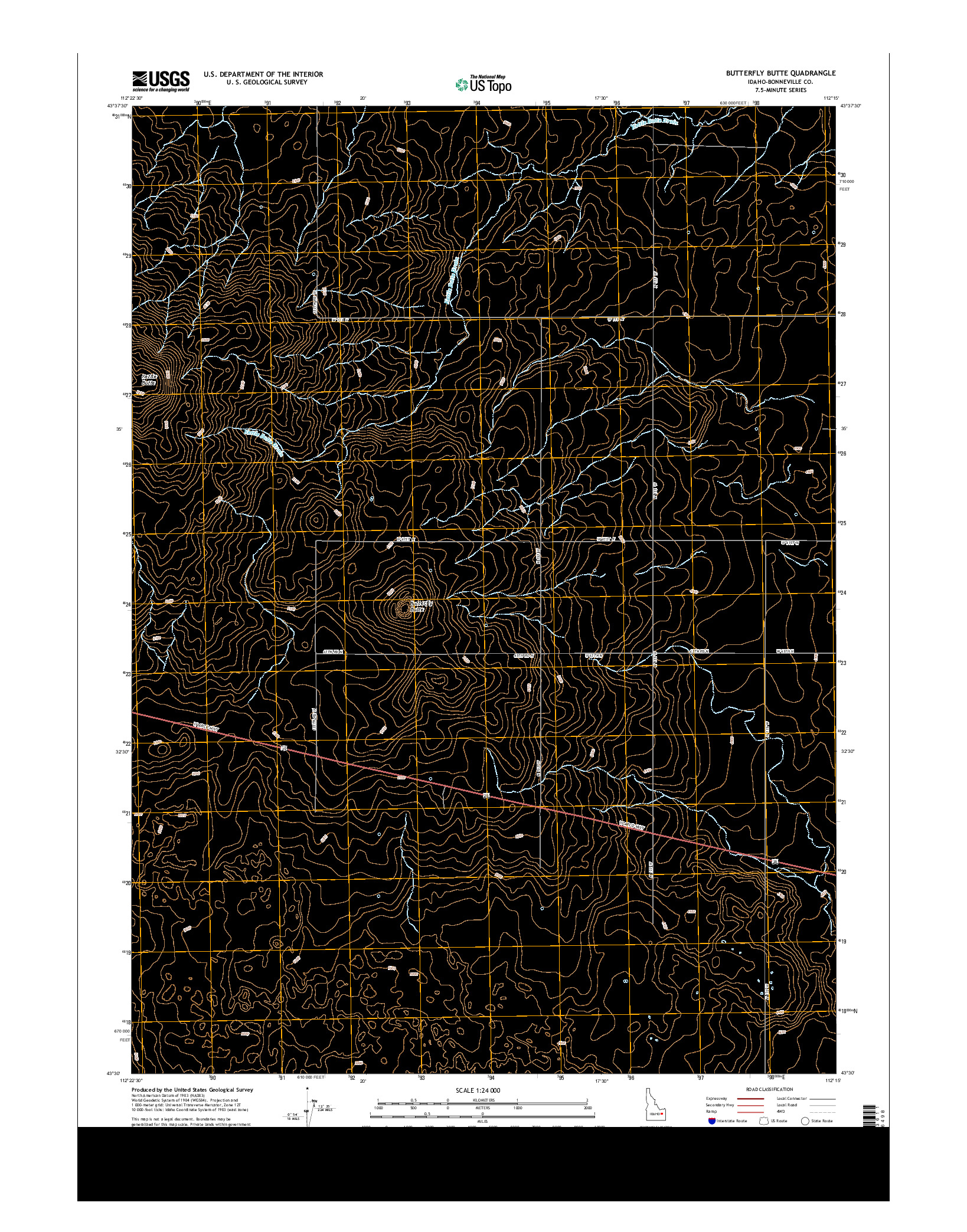 USGS US TOPO 7.5-MINUTE MAP FOR BUTTERFLY BUTTE, ID 2013