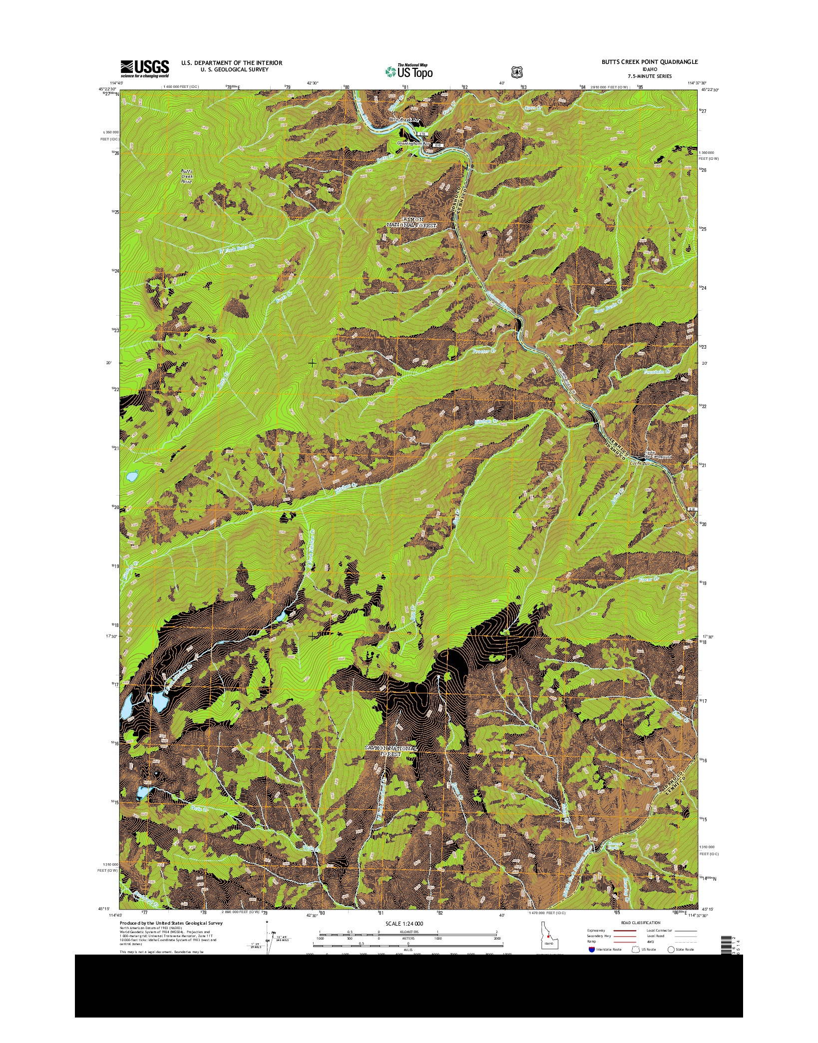 USGS US TOPO 7.5-MINUTE MAP FOR BUTTS CREEK POINT, ID 2013