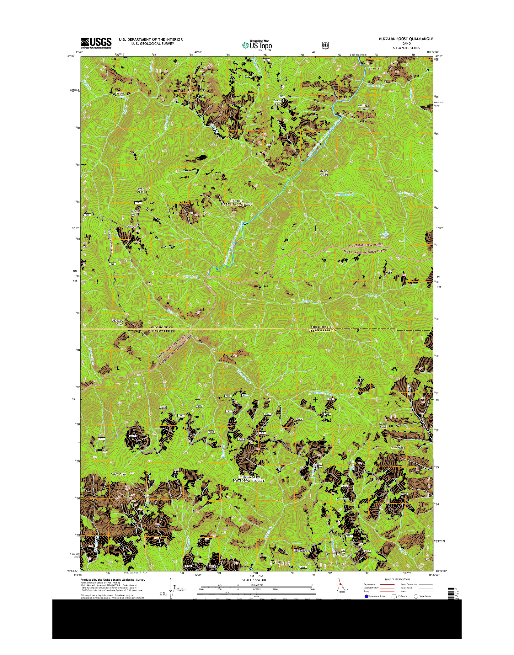 USGS US TOPO 7.5-MINUTE MAP FOR BUZZARD ROOST, ID 2013