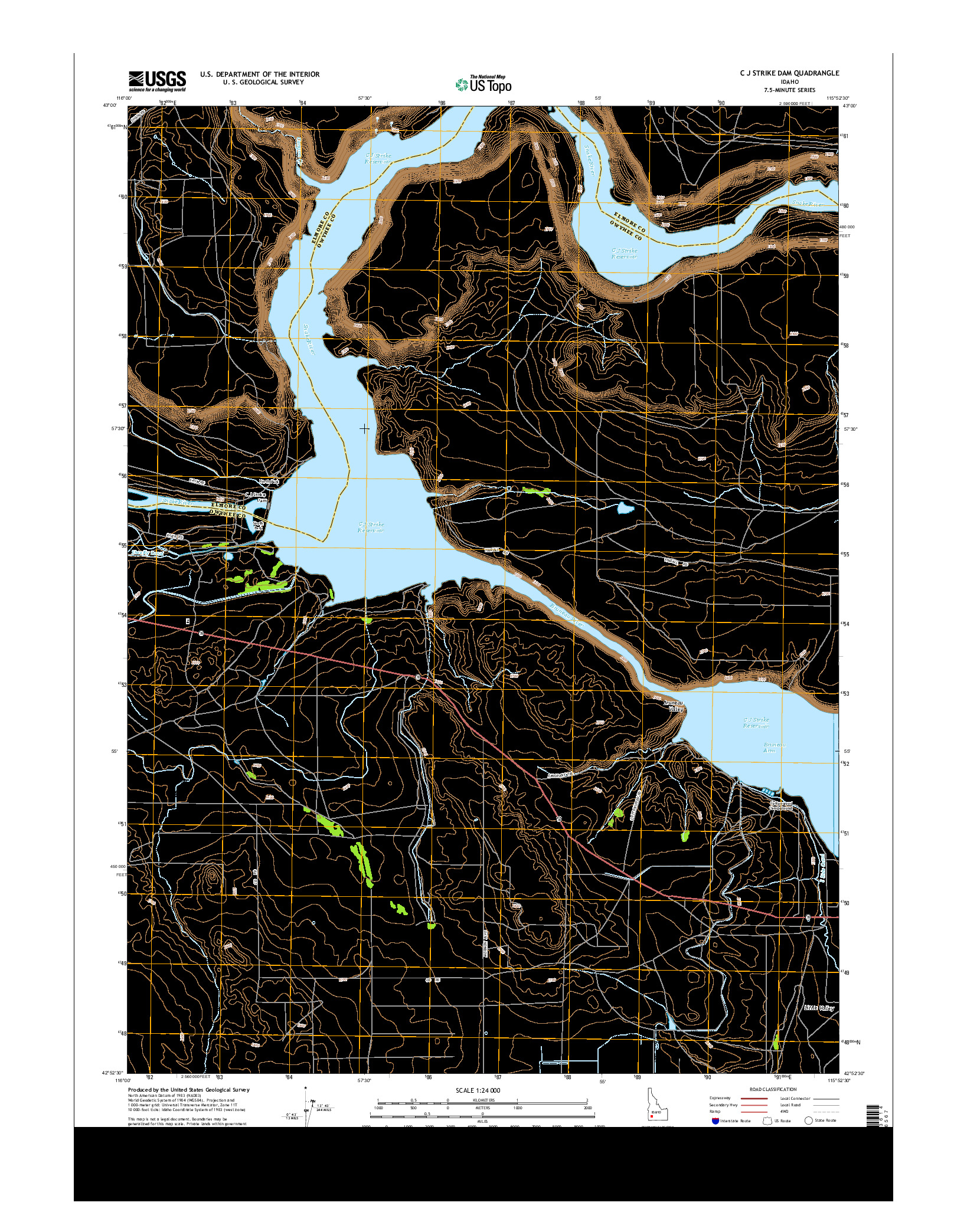 USGS US TOPO 7.5-MINUTE MAP FOR C J STRIKE DAM, ID 2013