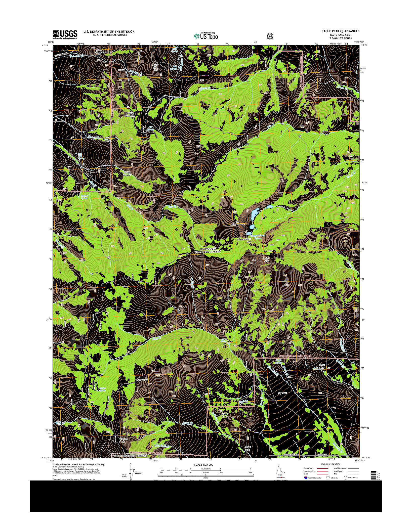 USGS US TOPO 7.5-MINUTE MAP FOR CACHE PEAK, ID 2013