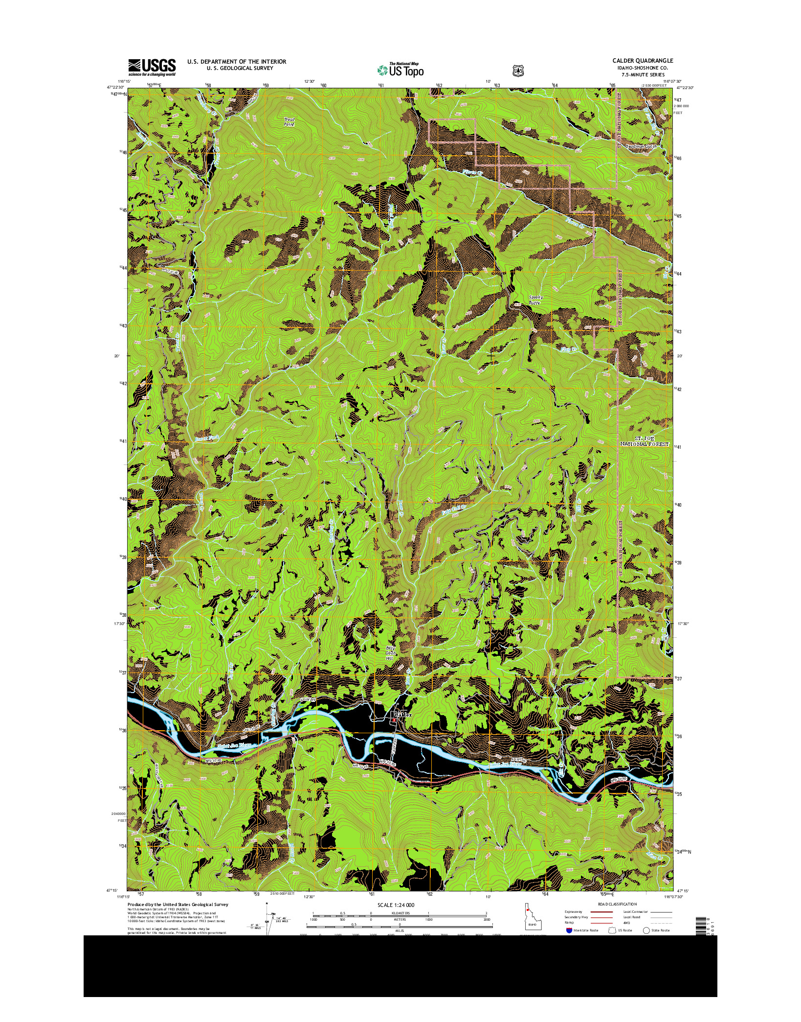 USGS US TOPO 7.5-MINUTE MAP FOR CALDER, ID 2013