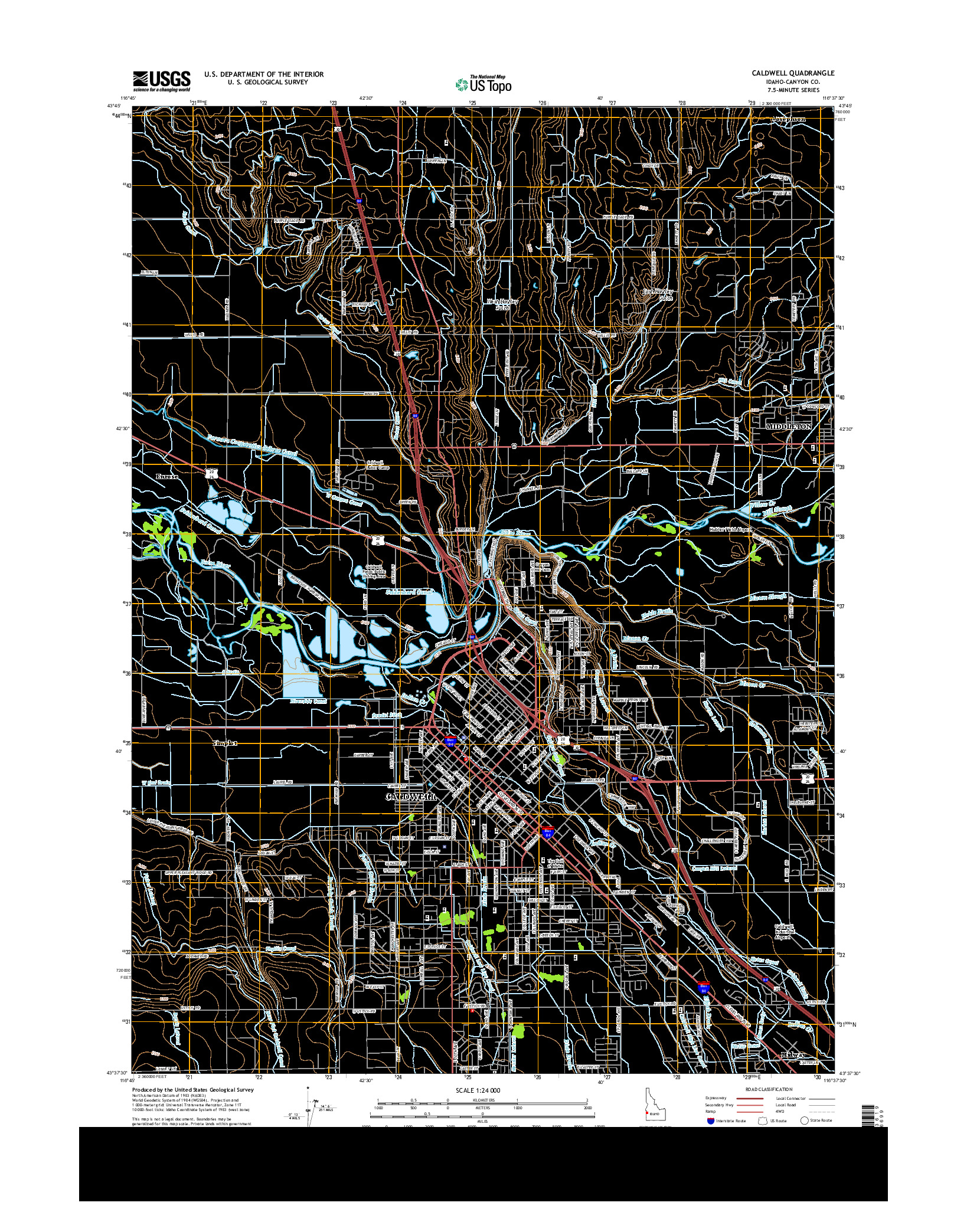 USGS US TOPO 7.5-MINUTE MAP FOR CALDWELL, ID 2013