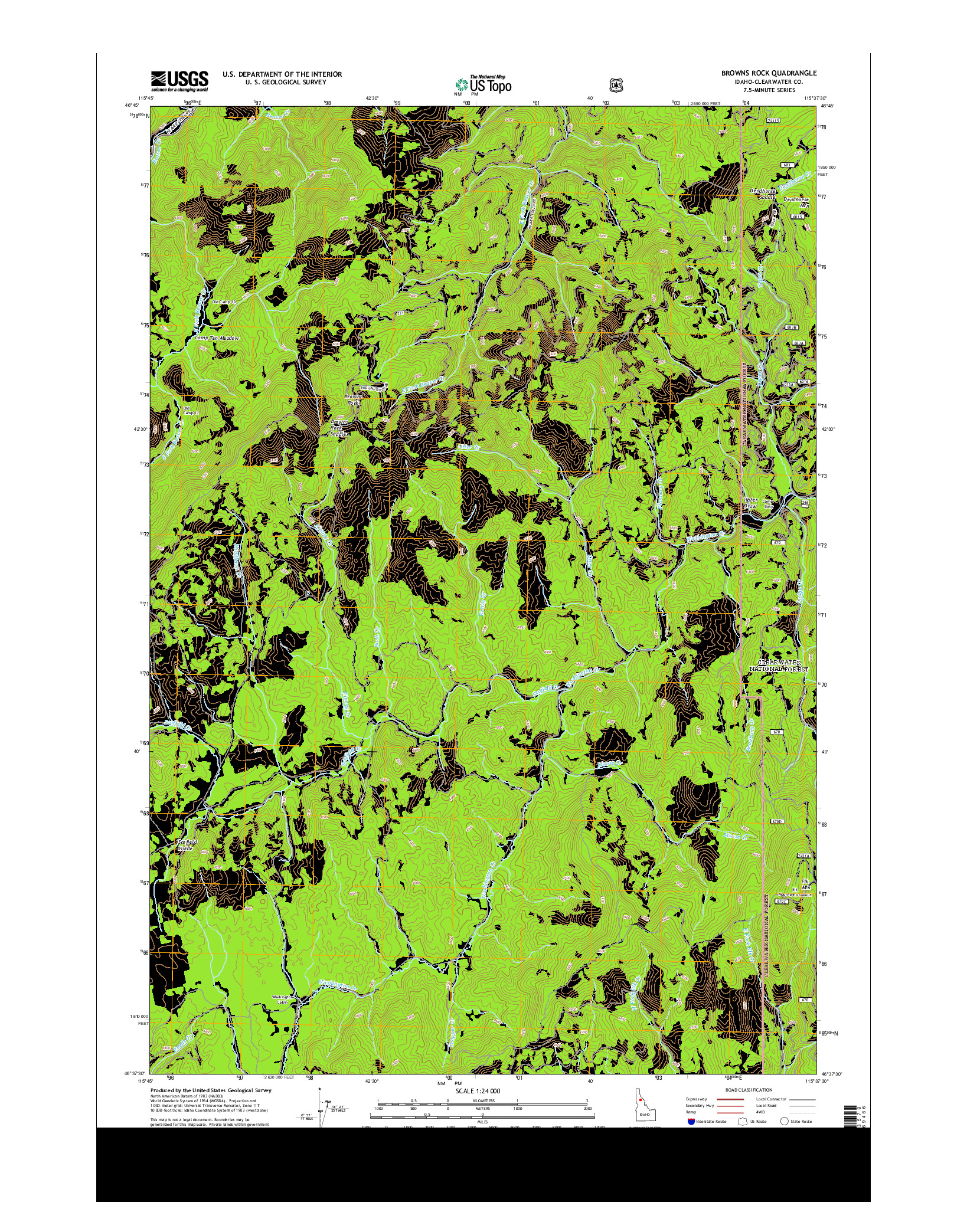 USGS US TOPO 7.5-MINUTE MAP FOR BROWNS ROCK, ID 2013