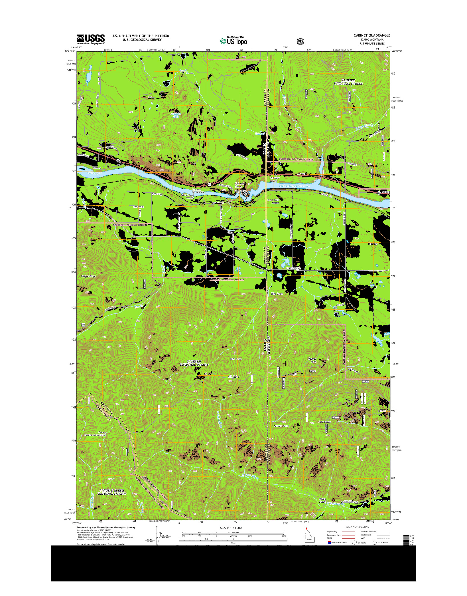 USGS US TOPO 7.5-MINUTE MAP FOR CABINET, ID-MT 2013