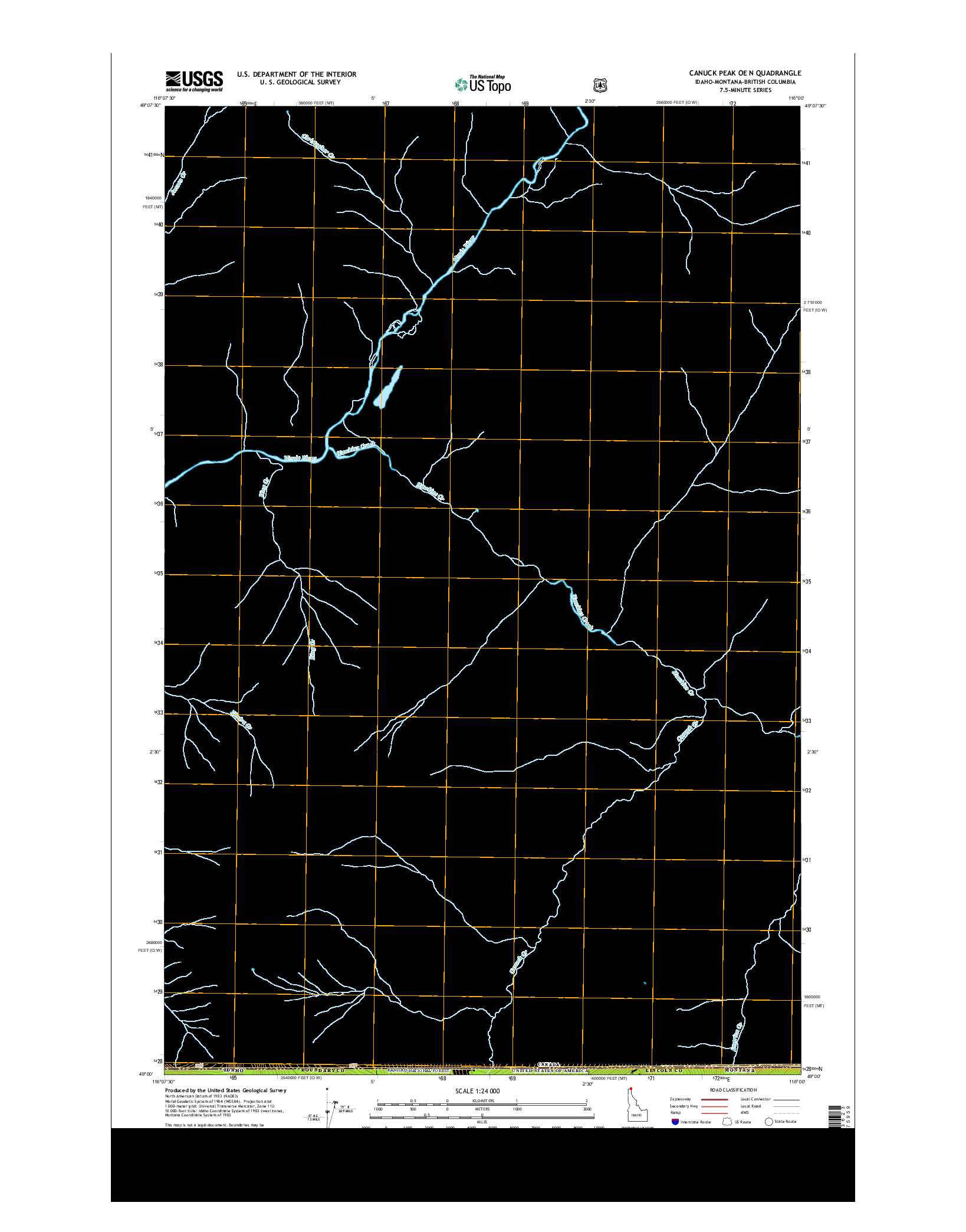 USGS US TOPO 7.5-MINUTE MAP FOR CANUCK PEAK OE N, ID-MT-BC 2013