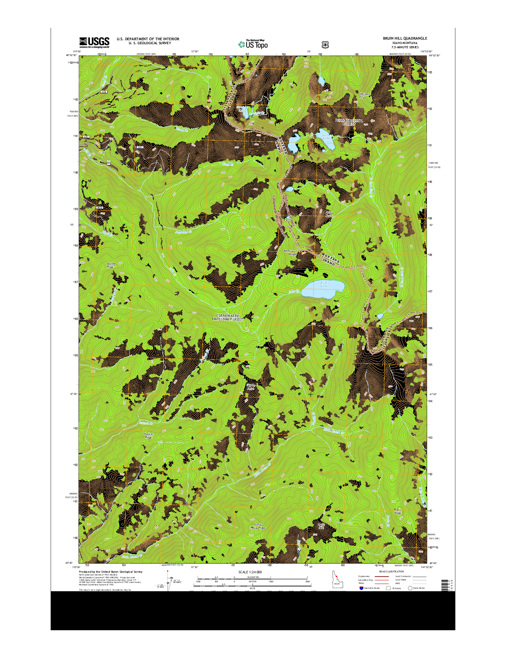 USGS US TOPO 7.5-MINUTE MAP FOR BRUIN HILL, ID-MT 2013