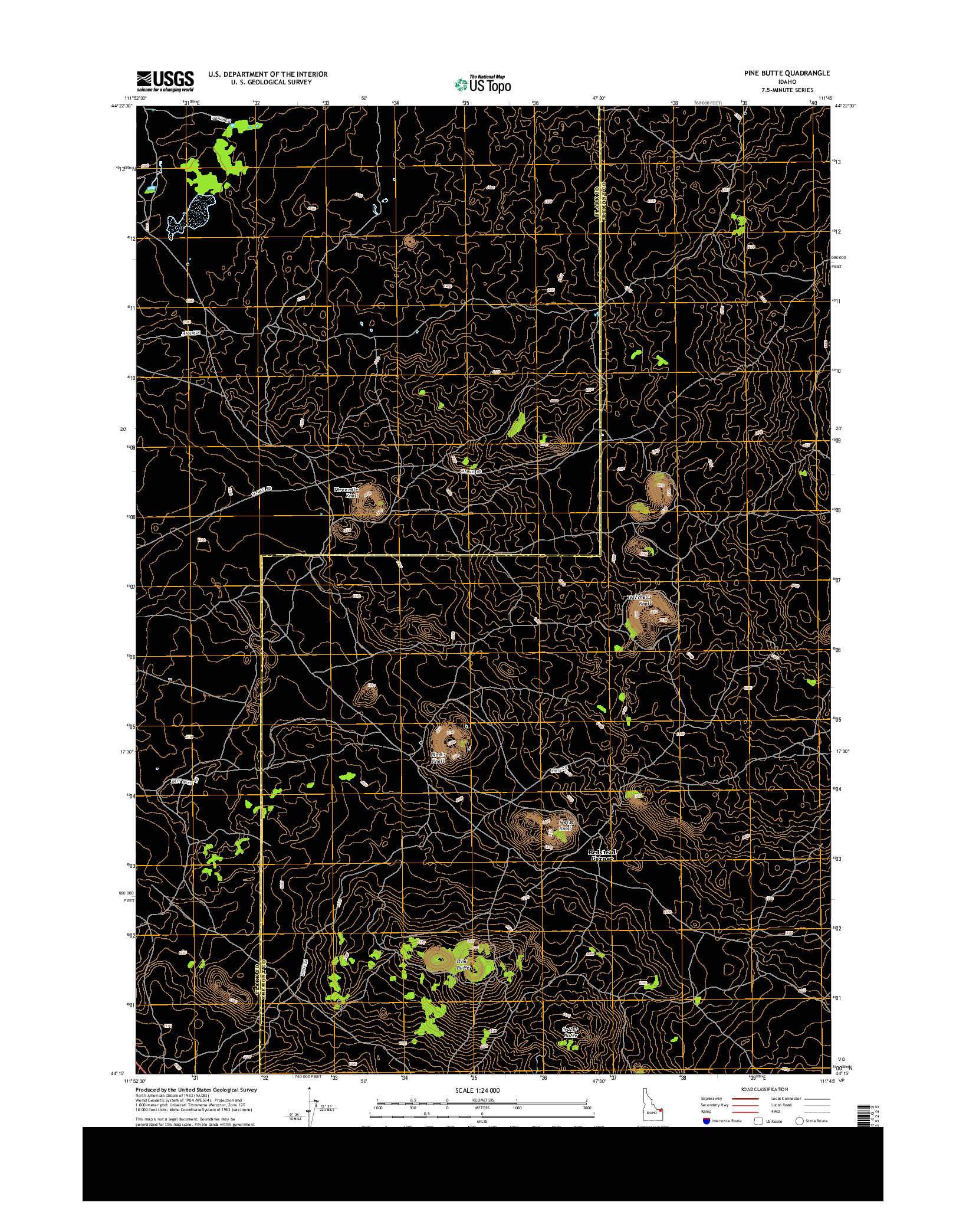 USGS US TOPO 7.5-MINUTE MAP FOR PINE BUTTE, ID 2013