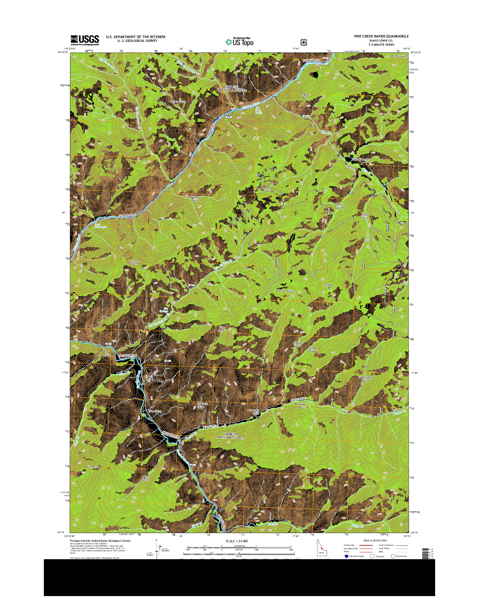 USGS US TOPO 7.5-MINUTE MAP FOR PINE CREEK RAPIDS, ID 2013