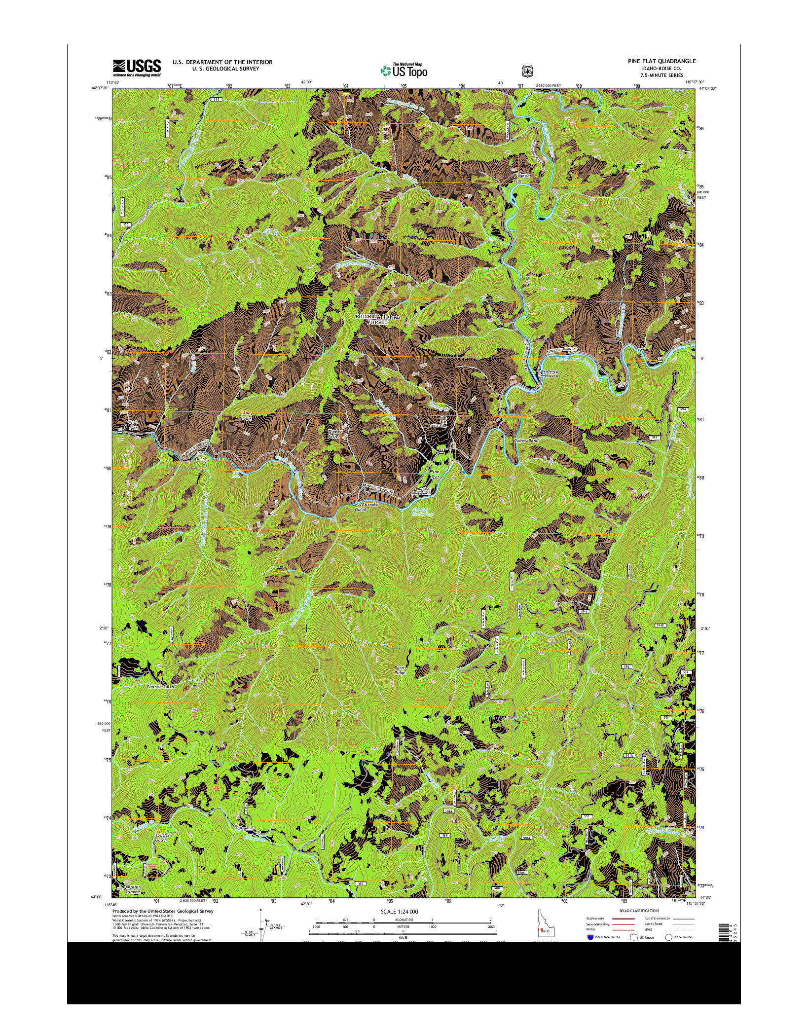 USGS US TOPO 7.5-MINUTE MAP FOR PINE FLAT, ID 2013