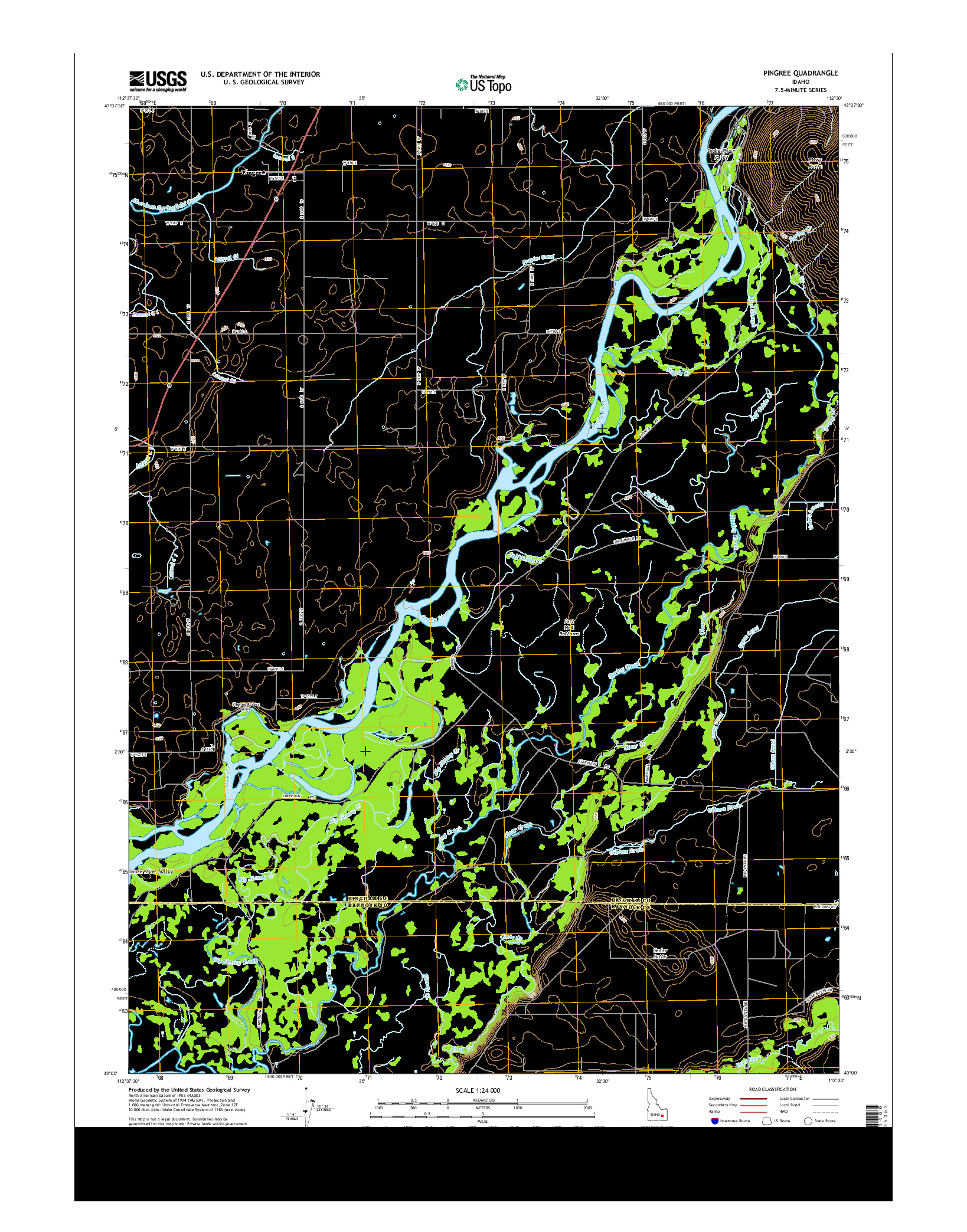 USGS US TOPO 7.5-MINUTE MAP FOR PINGREE, ID 2013