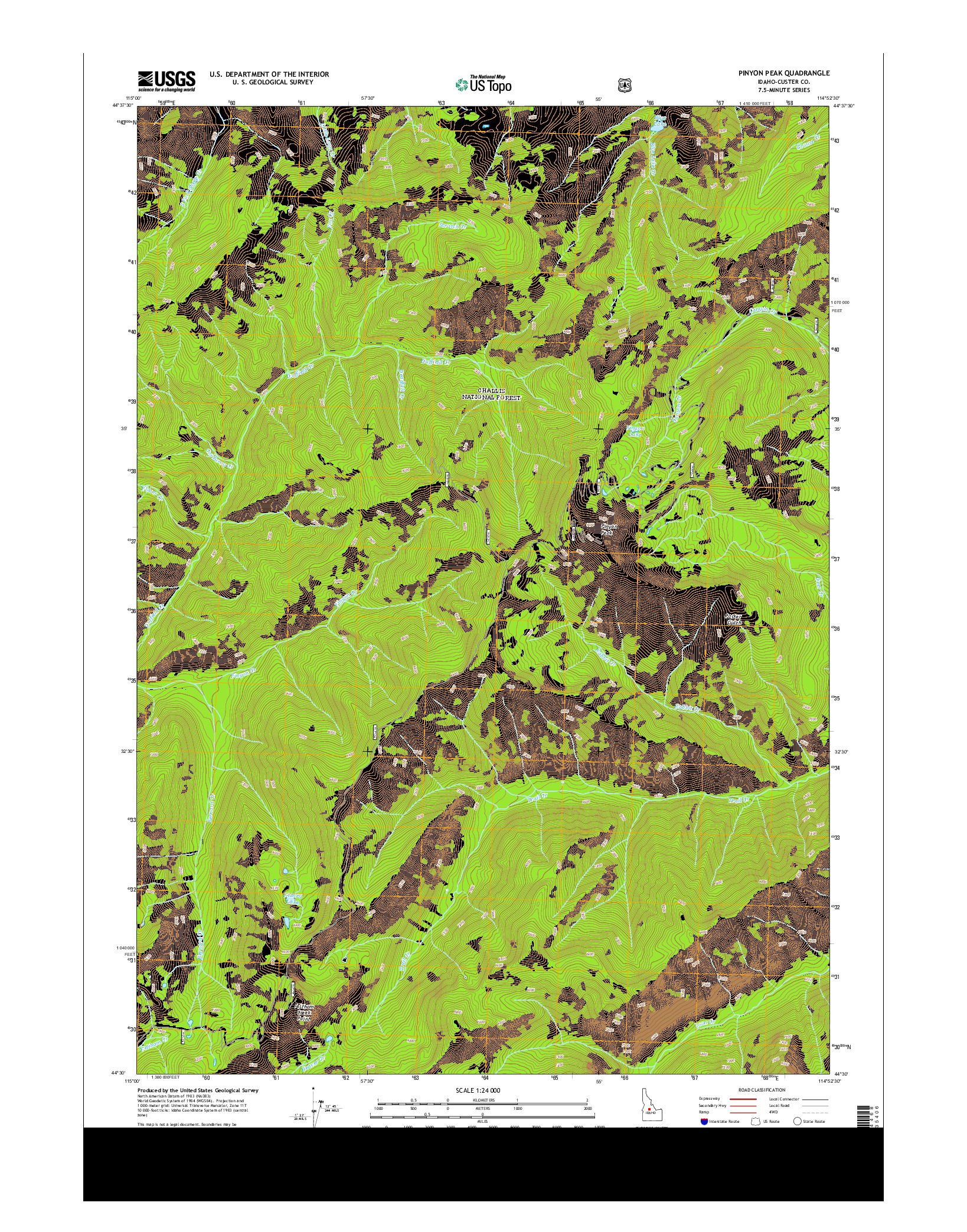 USGS US TOPO 7.5-MINUTE MAP FOR PINYON PEAK, ID 2013