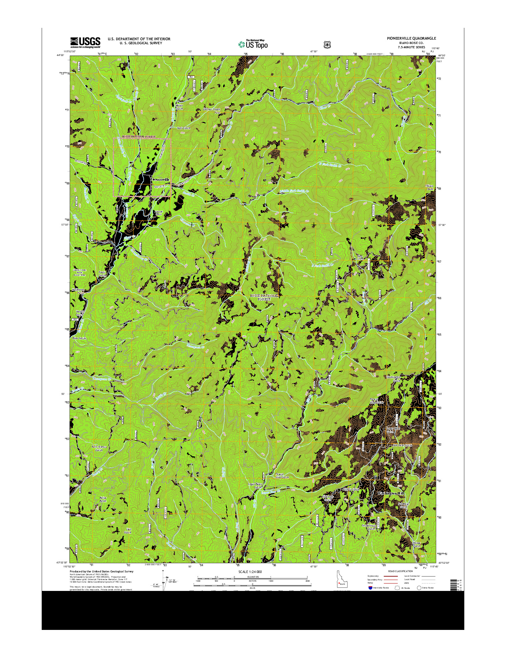 USGS US TOPO 7.5-MINUTE MAP FOR PIONEERVILLE, ID 2013
