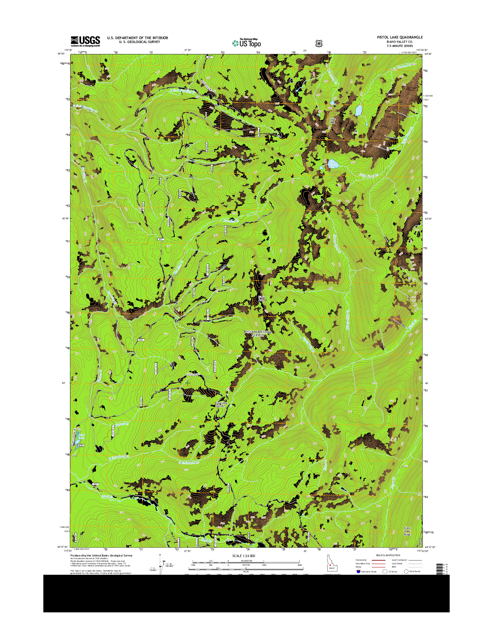 USGS US TOPO 7.5-MINUTE MAP FOR PISTOL LAKE, ID 2013