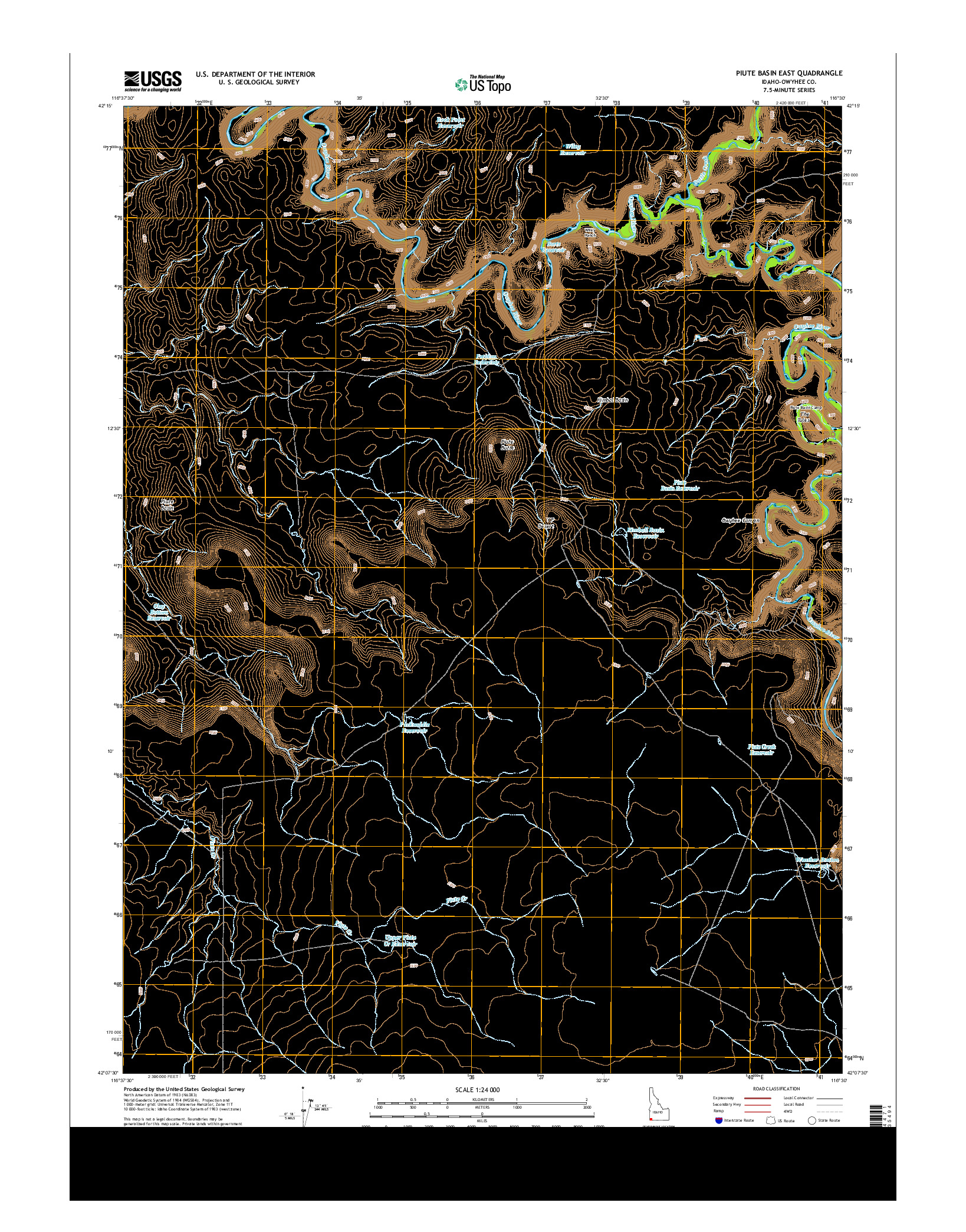 USGS US TOPO 7.5-MINUTE MAP FOR PIUTE BASIN EAST, ID 2013