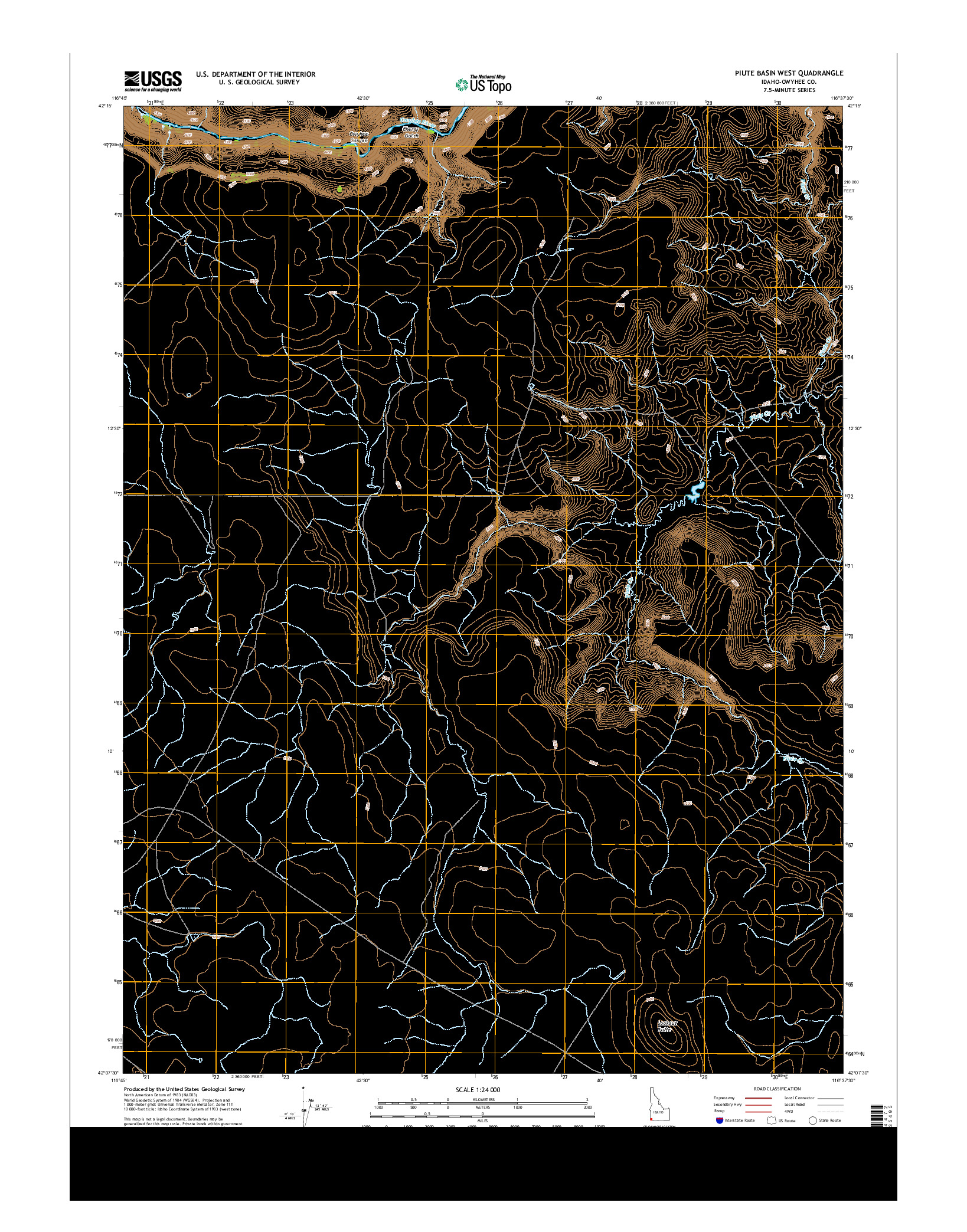 USGS US TOPO 7.5-MINUTE MAP FOR PIUTE BASIN WEST, ID 2013