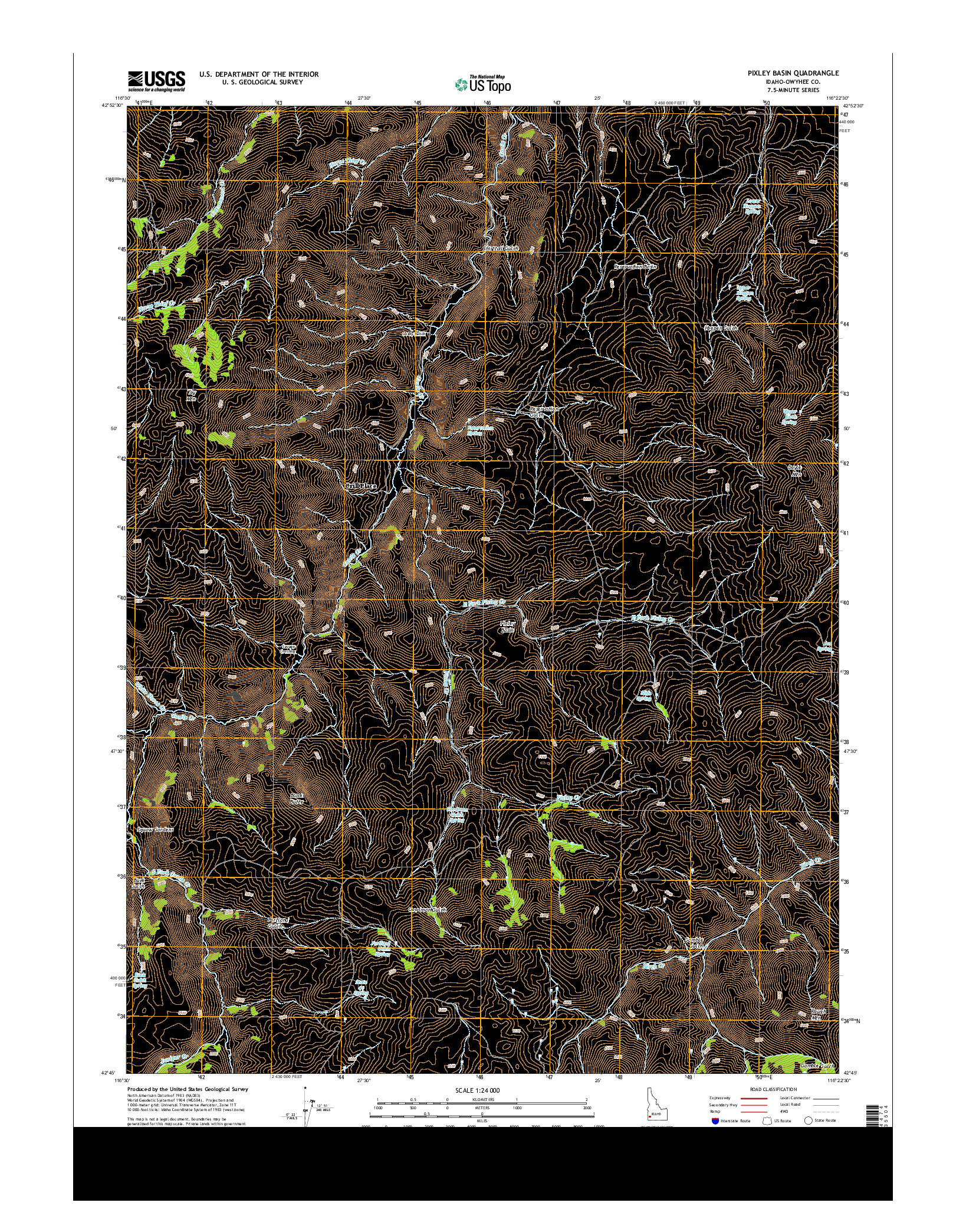 USGS US TOPO 7.5-MINUTE MAP FOR PIXLEY BASIN, ID 2013