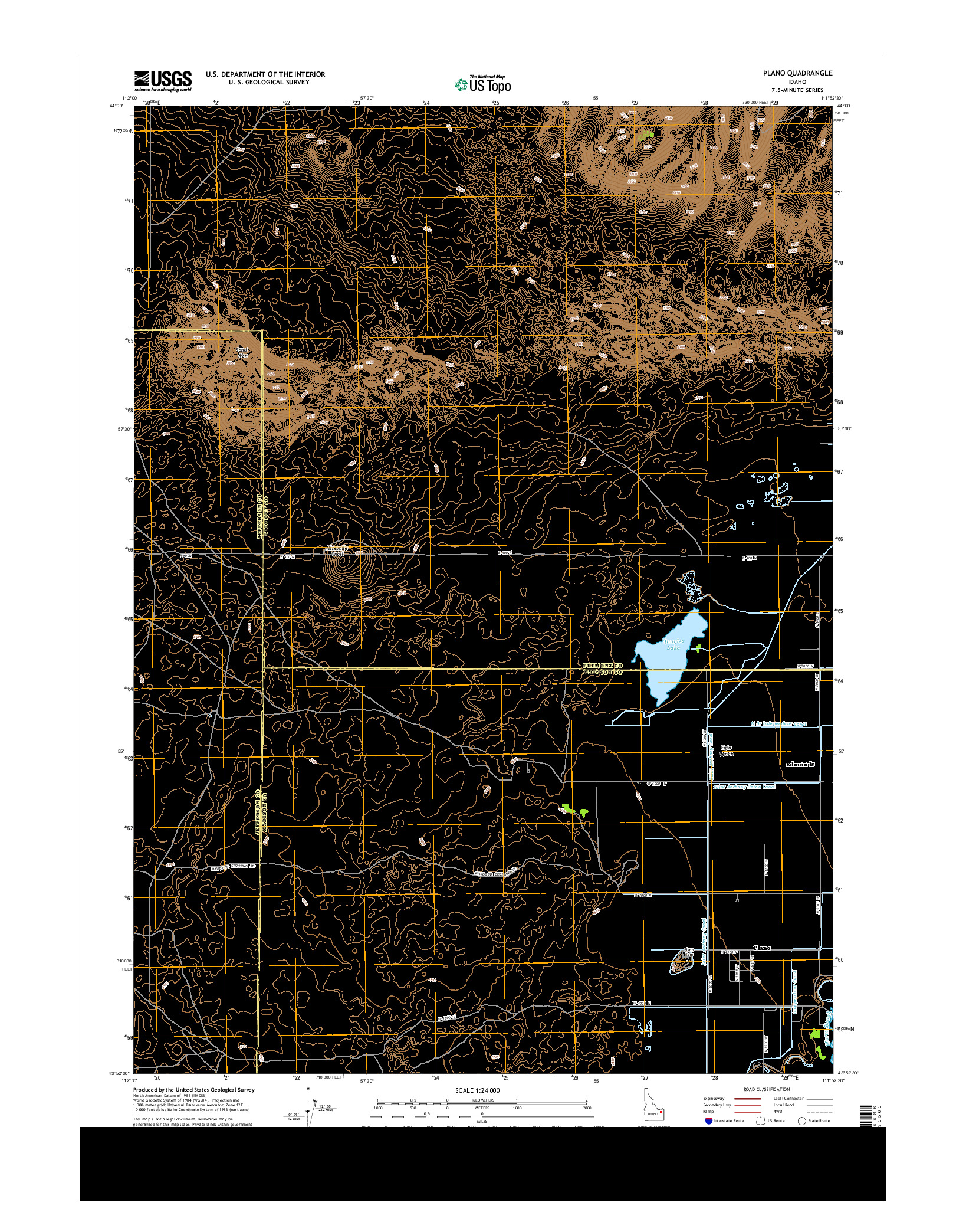 USGS US TOPO 7.5-MINUTE MAP FOR PLANO, ID 2013