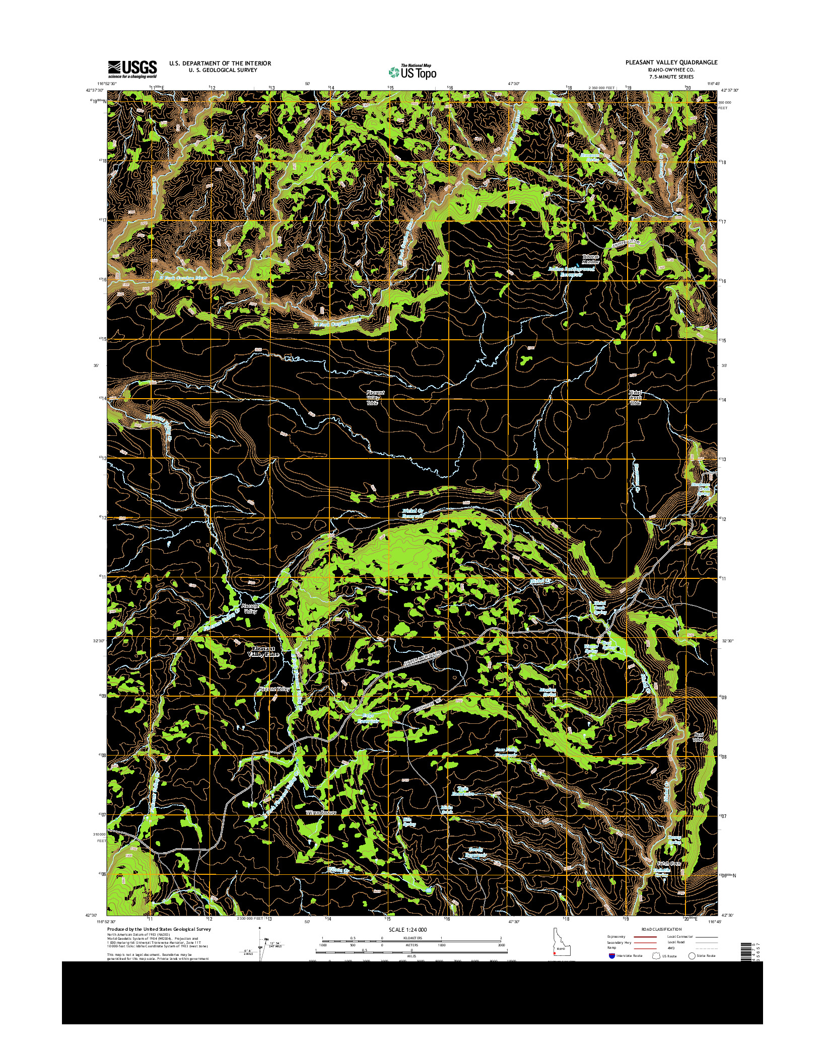 USGS US TOPO 7.5-MINUTE MAP FOR PLEASANT VALLEY, ID 2013