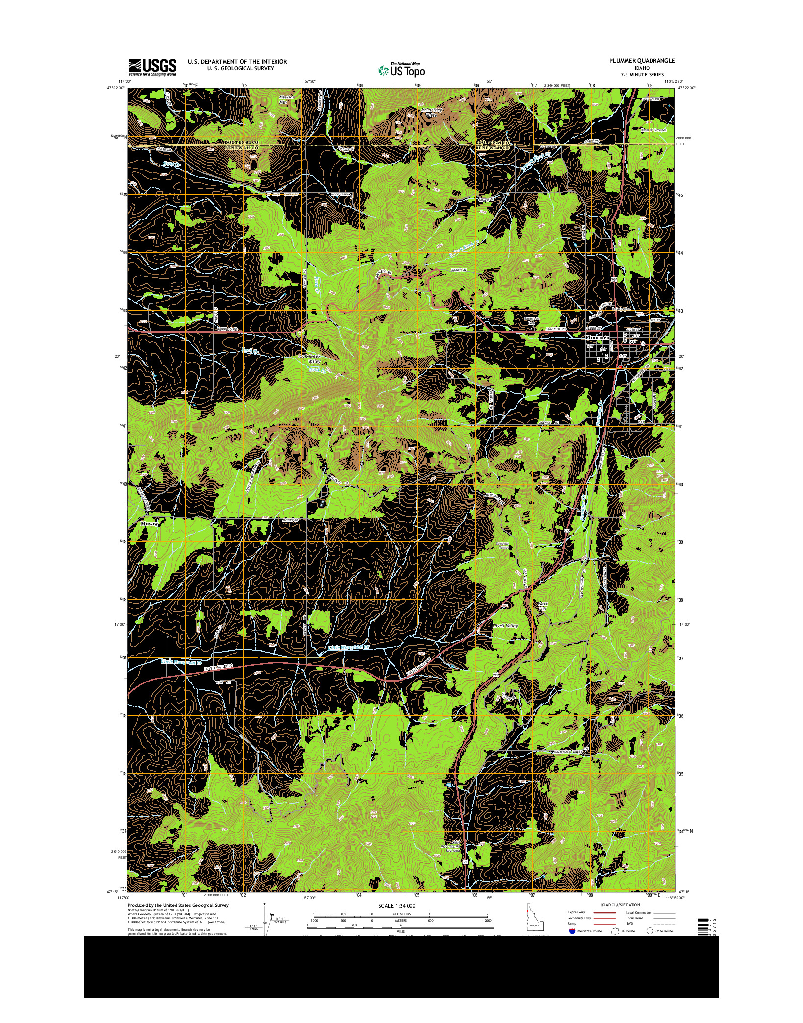 USGS US TOPO 7.5-MINUTE MAP FOR PLUMMER, ID 2013