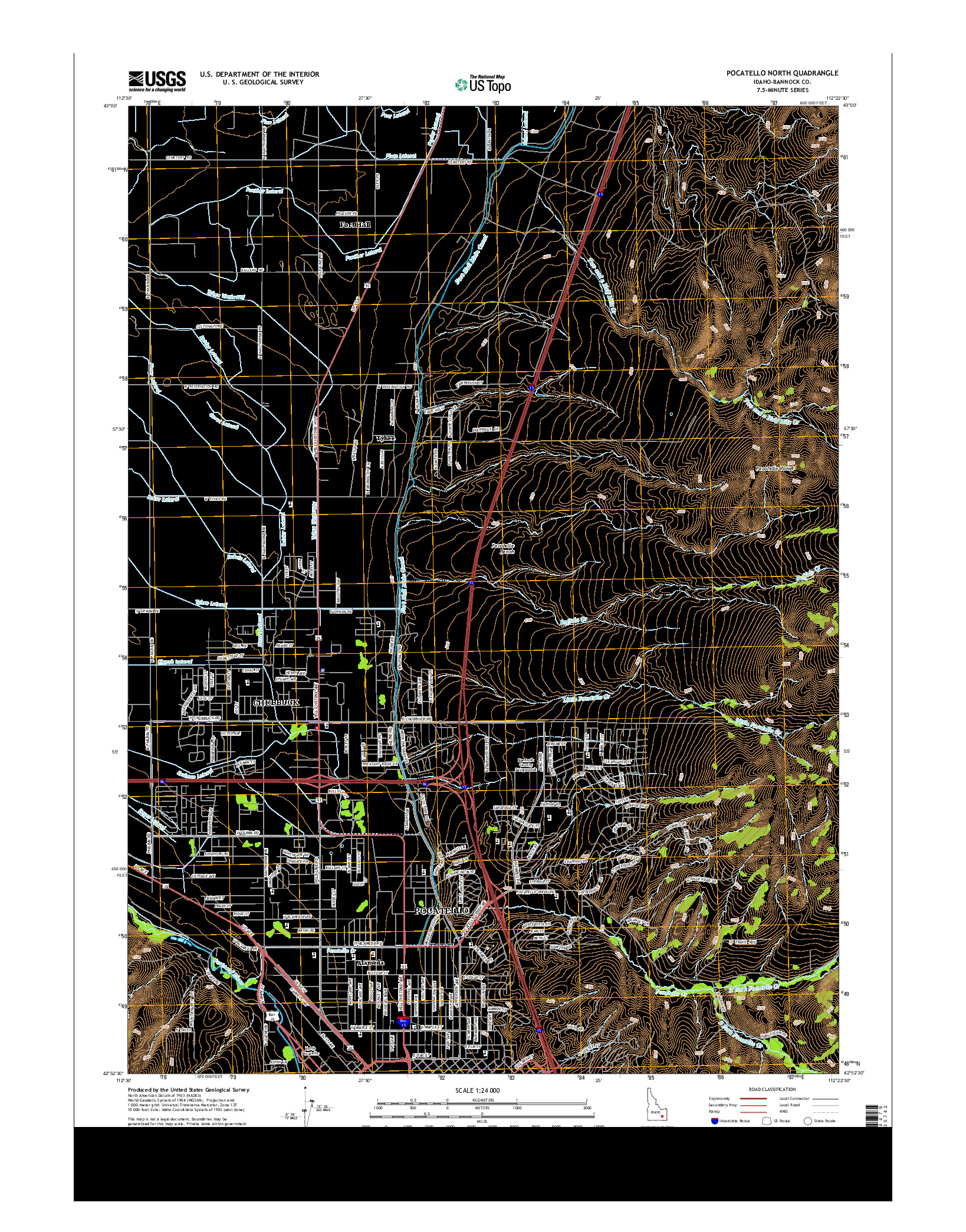 USGS US TOPO 7.5-MINUTE MAP FOR POCATELLO NORTH, ID 2013