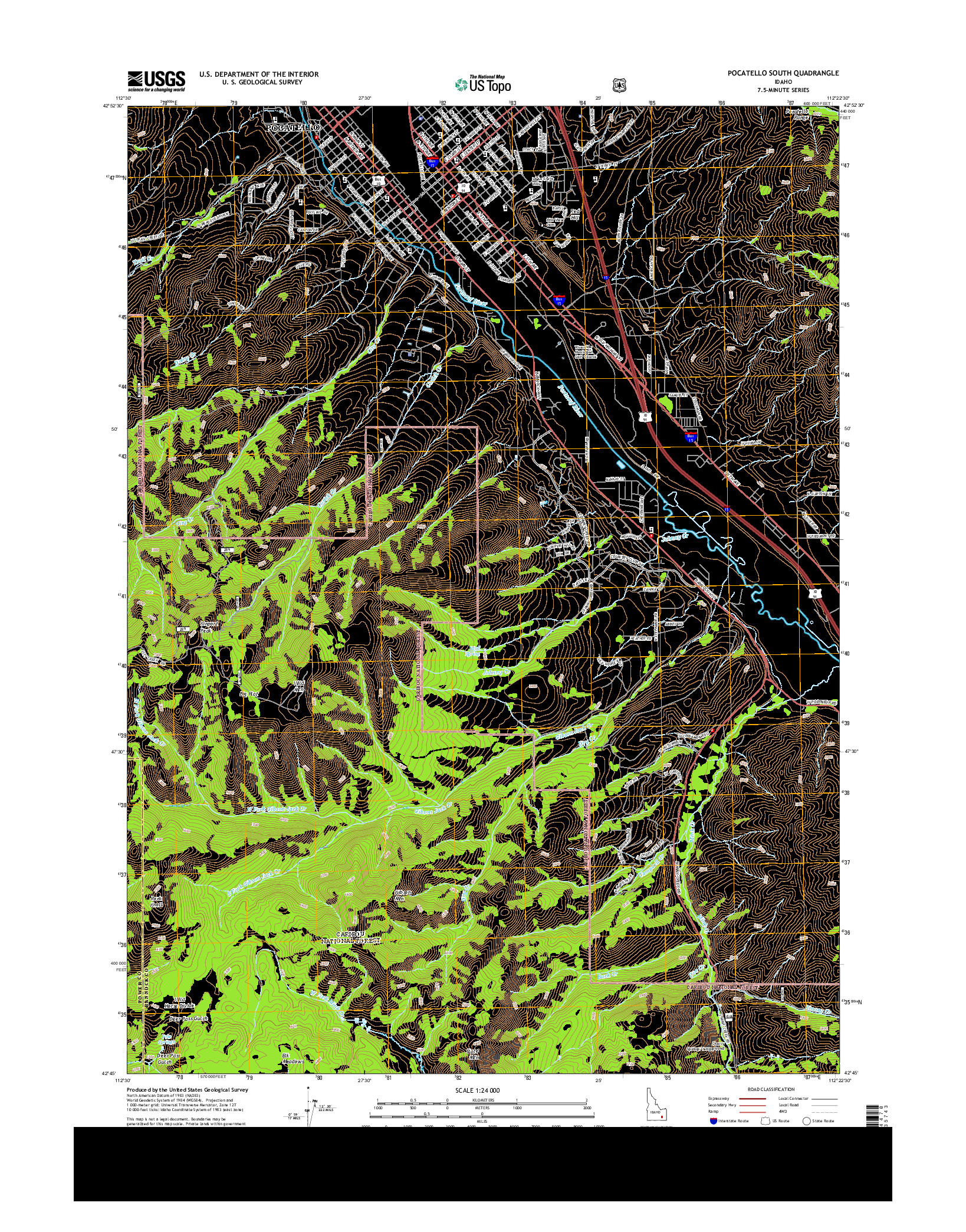 USGS US TOPO 7.5-MINUTE MAP FOR POCATELLO SOUTH, ID 2013