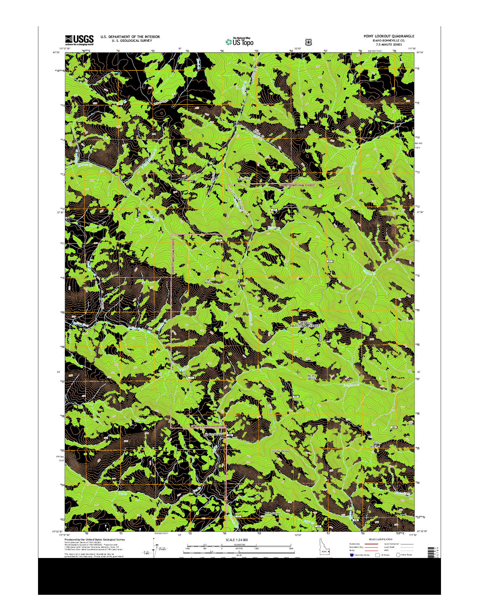 USGS US TOPO 7.5-MINUTE MAP FOR POINT LOOKOUT, ID 2013