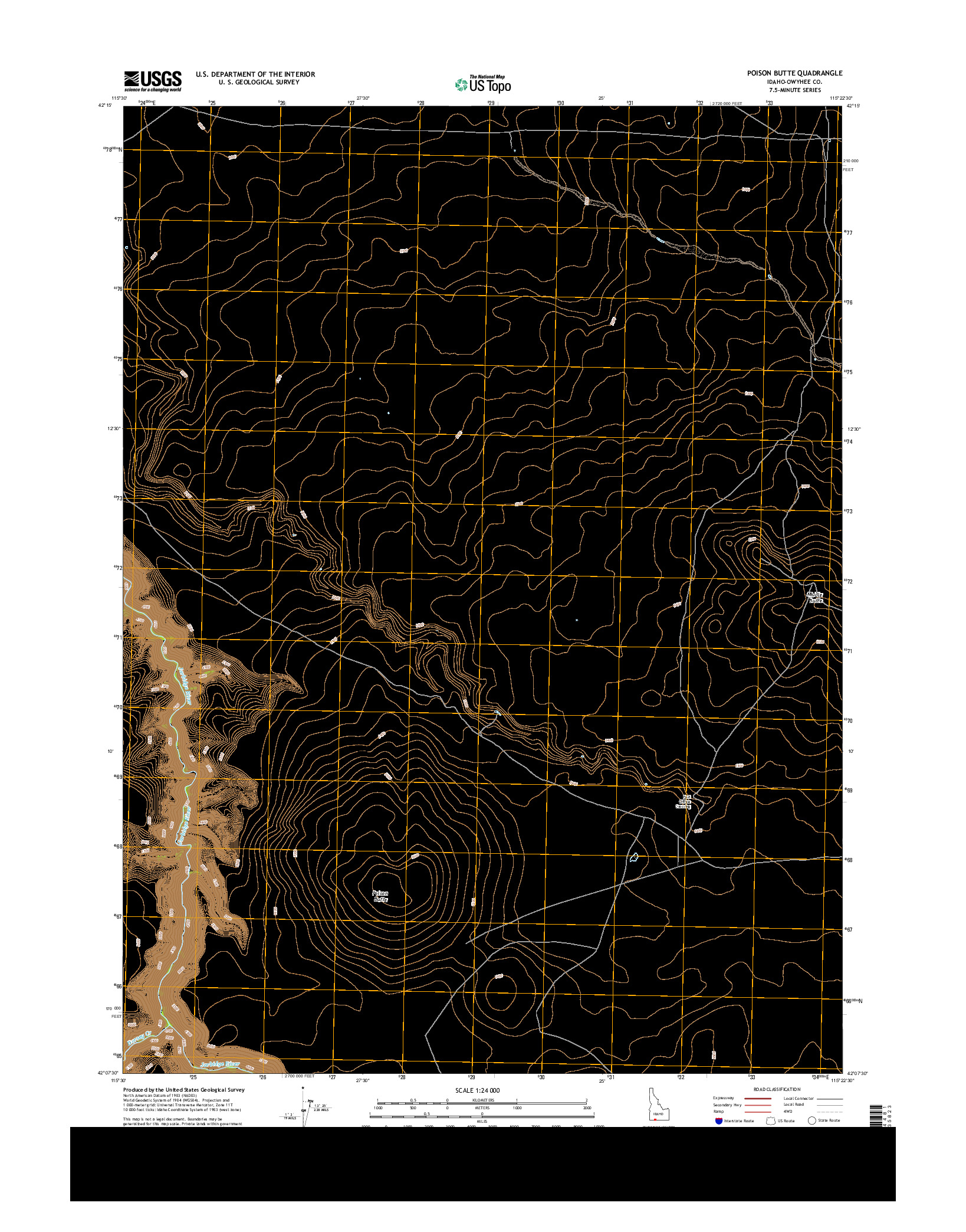 USGS US TOPO 7.5-MINUTE MAP FOR POISON BUTTE, ID 2013