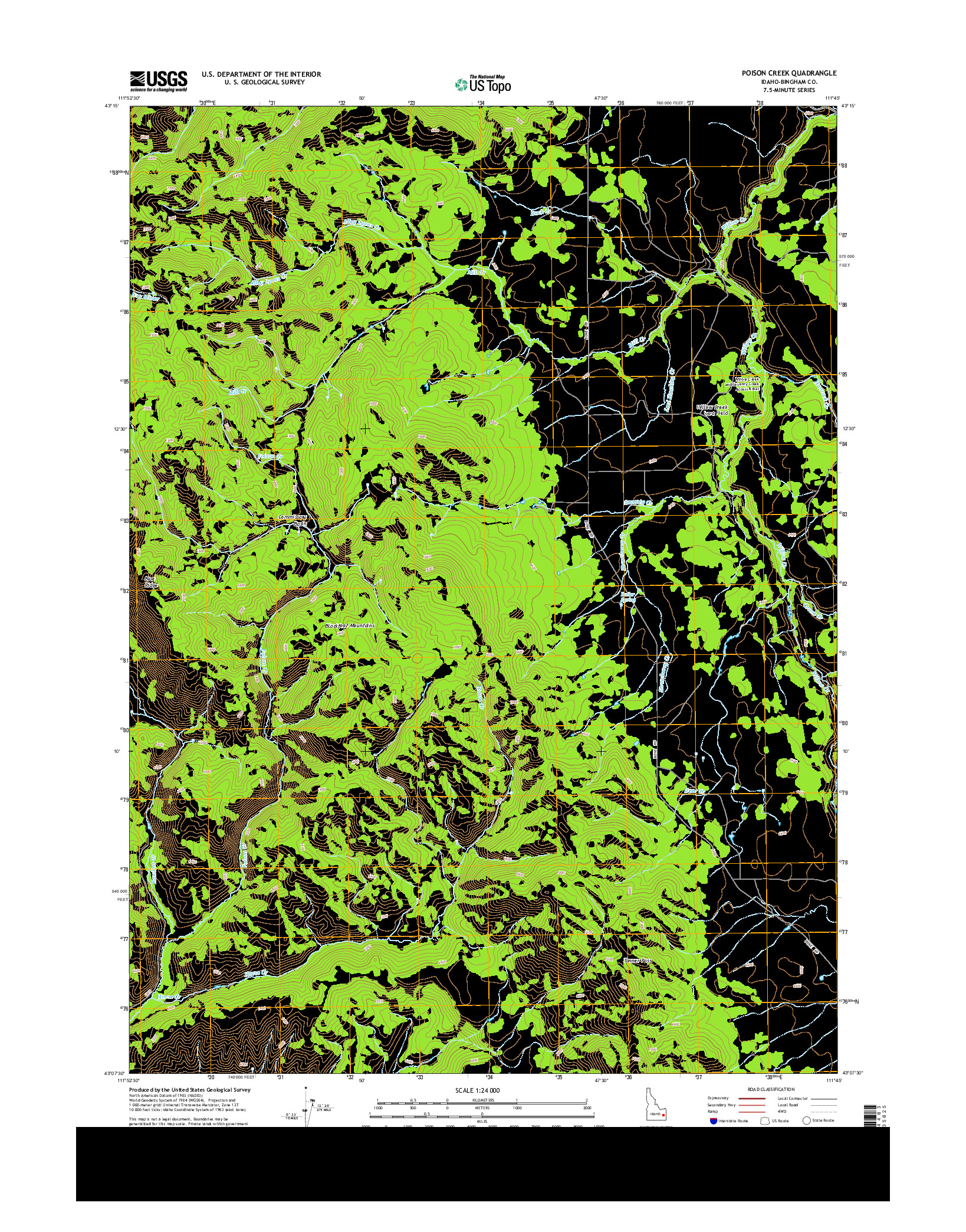 USGS US TOPO 7.5-MINUTE MAP FOR POISON CREEK, ID 2013