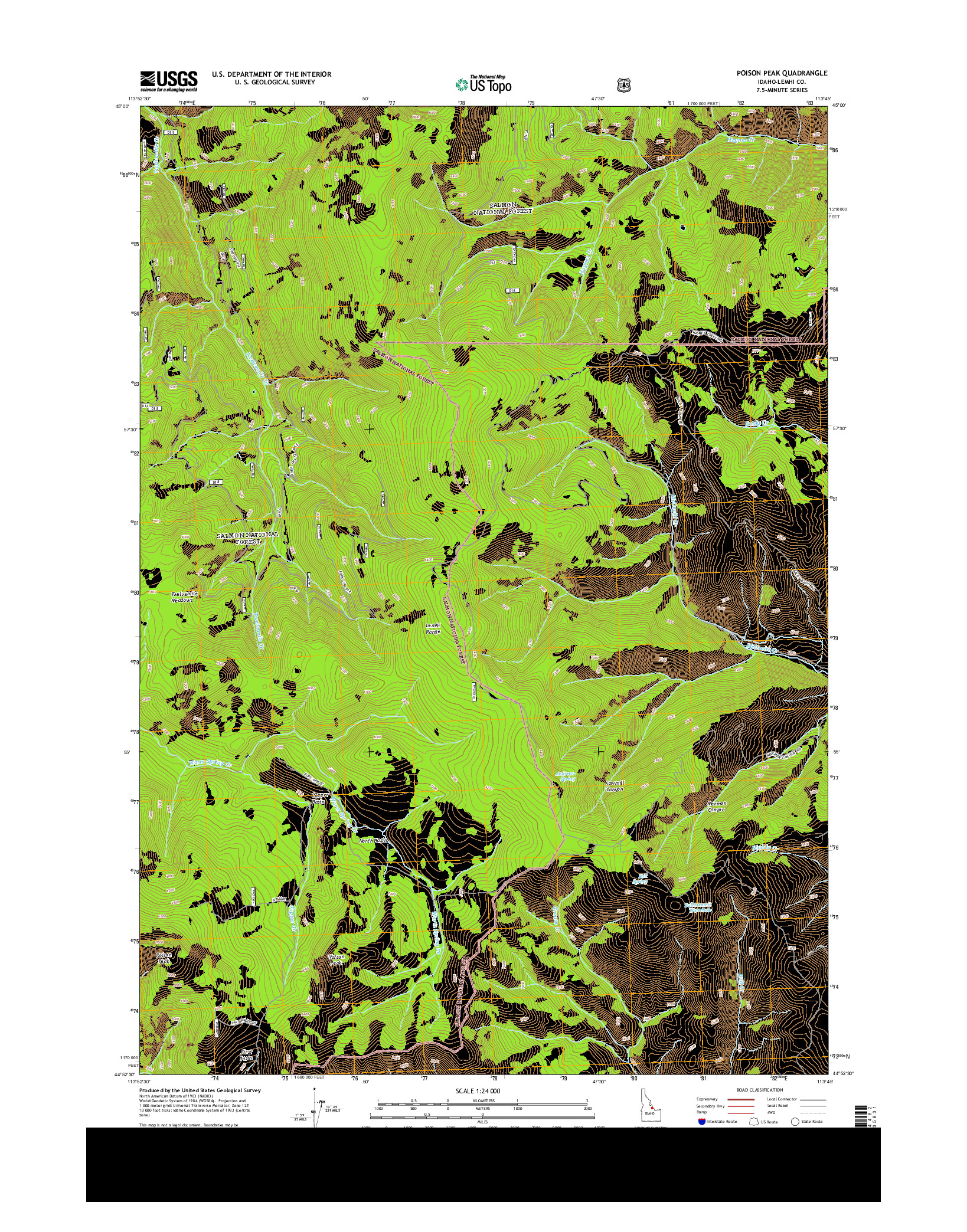 USGS US TOPO 7.5-MINUTE MAP FOR POISON PEAK, ID 2013