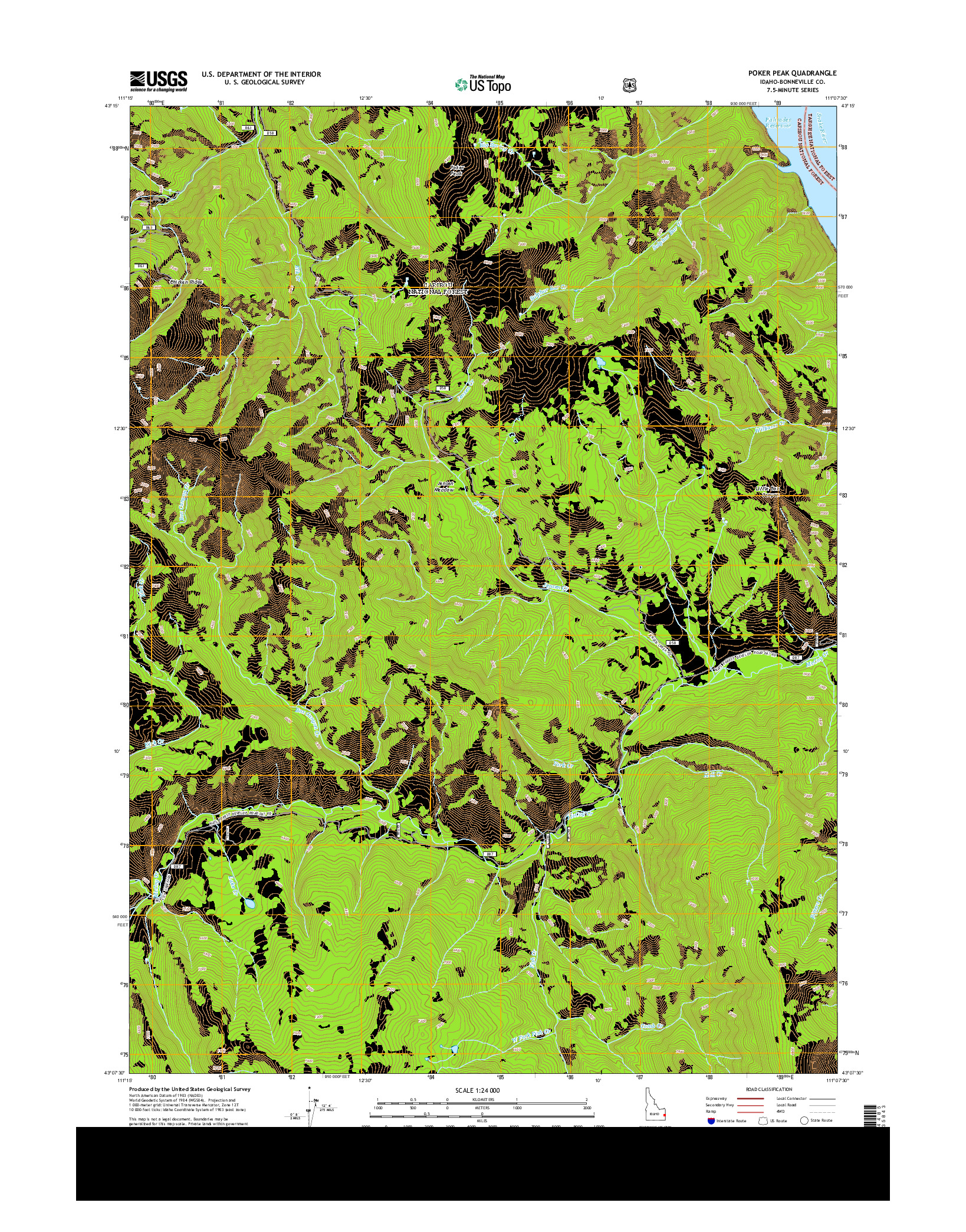 USGS US TOPO 7.5-MINUTE MAP FOR POKER PEAK, ID 2013