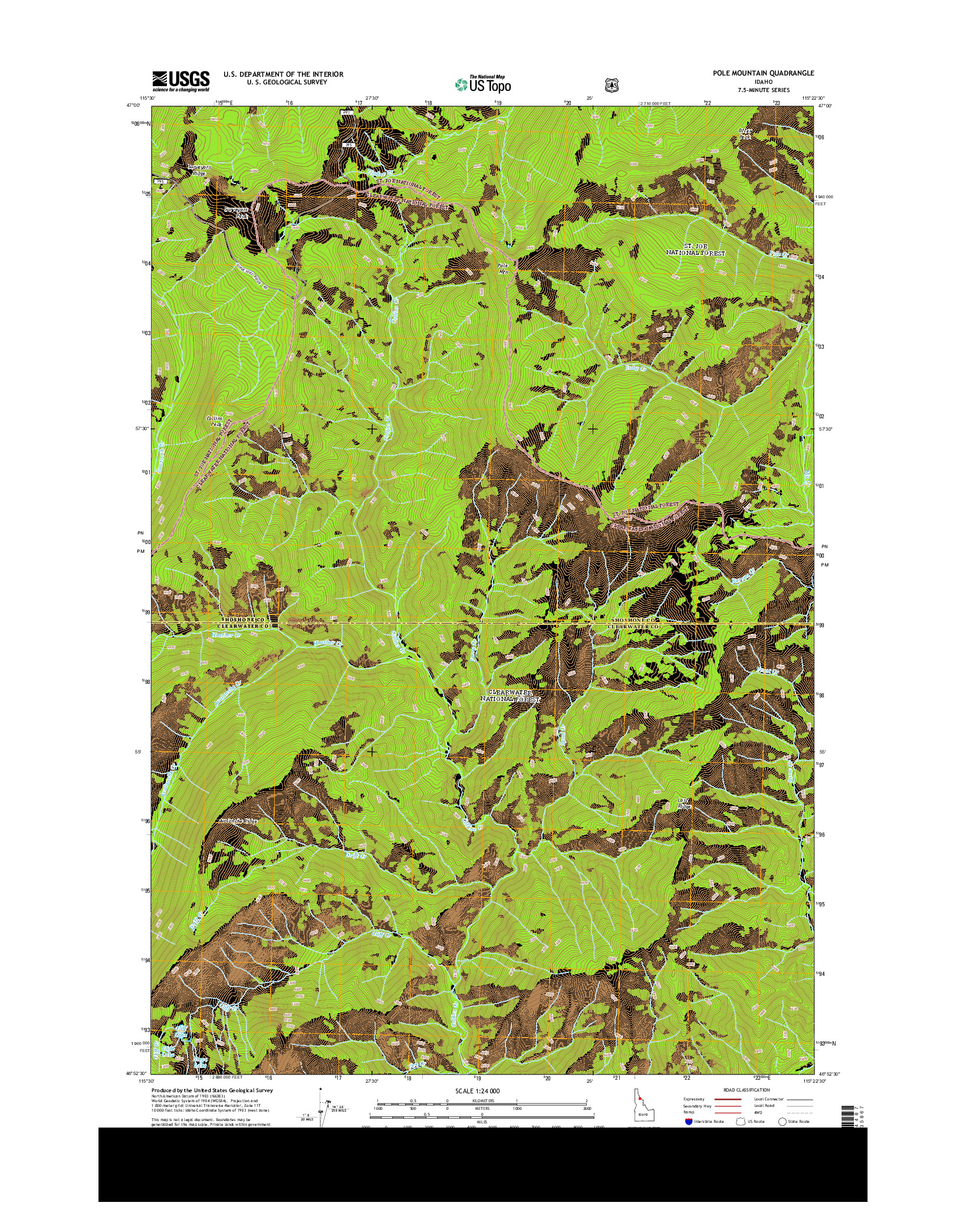 USGS US TOPO 7.5-MINUTE MAP FOR POLE MOUNTAIN, ID 2013