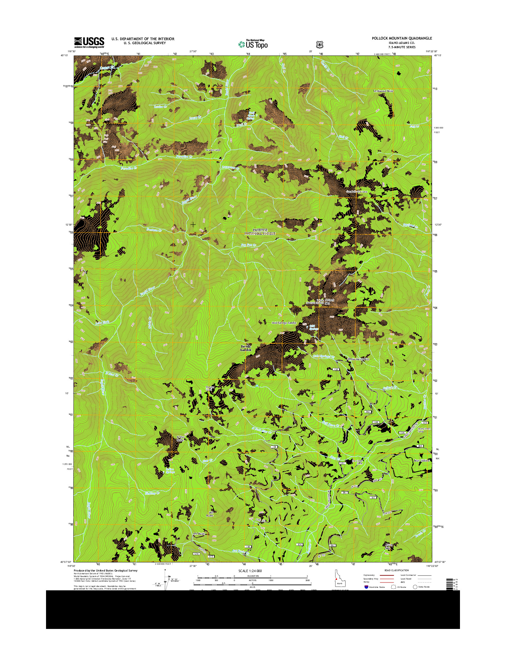 USGS US TOPO 7.5-MINUTE MAP FOR POLLOCK MOUNTAIN, ID 2013