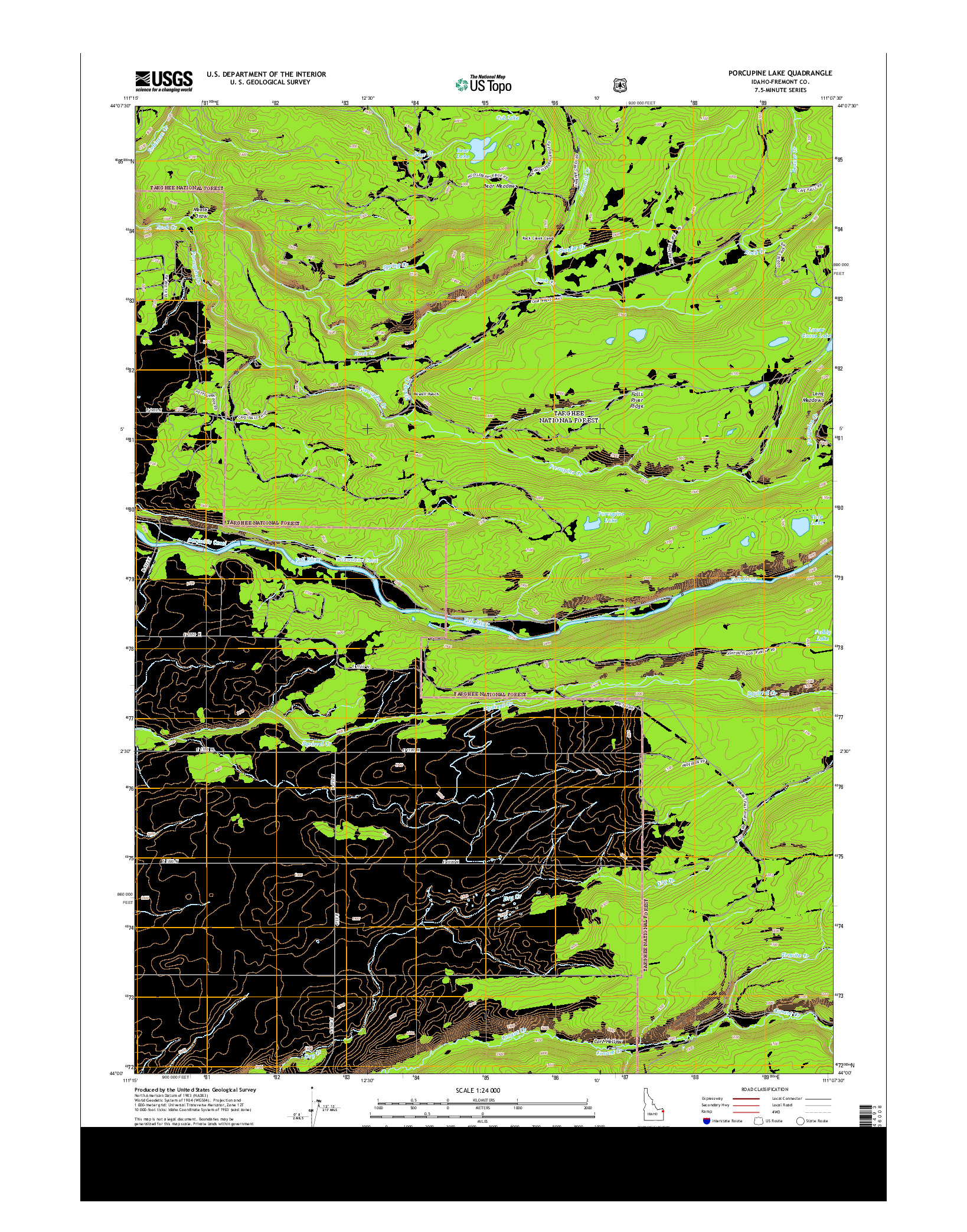 USGS US TOPO 7.5-MINUTE MAP FOR PORCUPINE LAKE, ID 2013