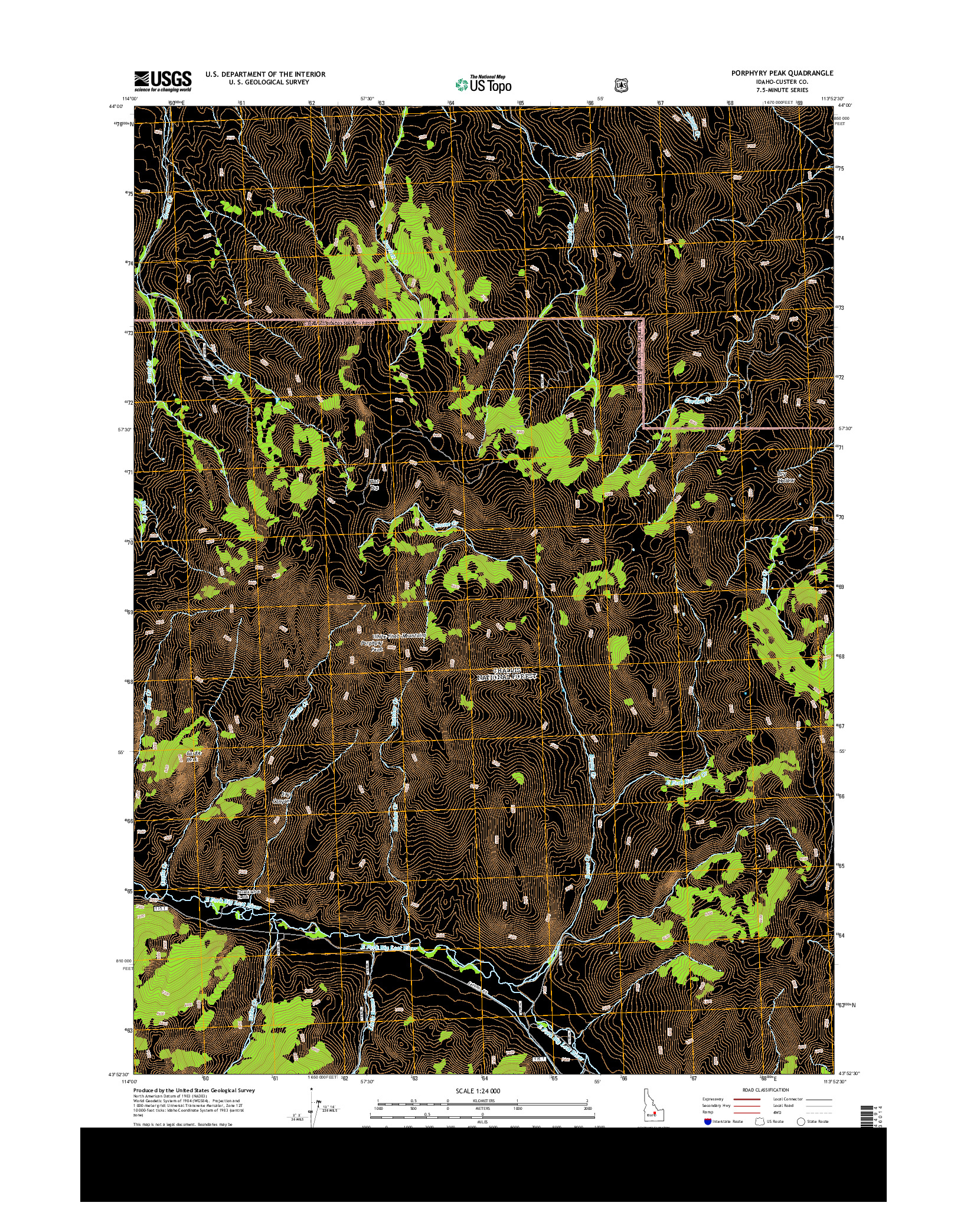 USGS US TOPO 7.5-MINUTE MAP FOR PORPHYRY PEAK, ID 2013