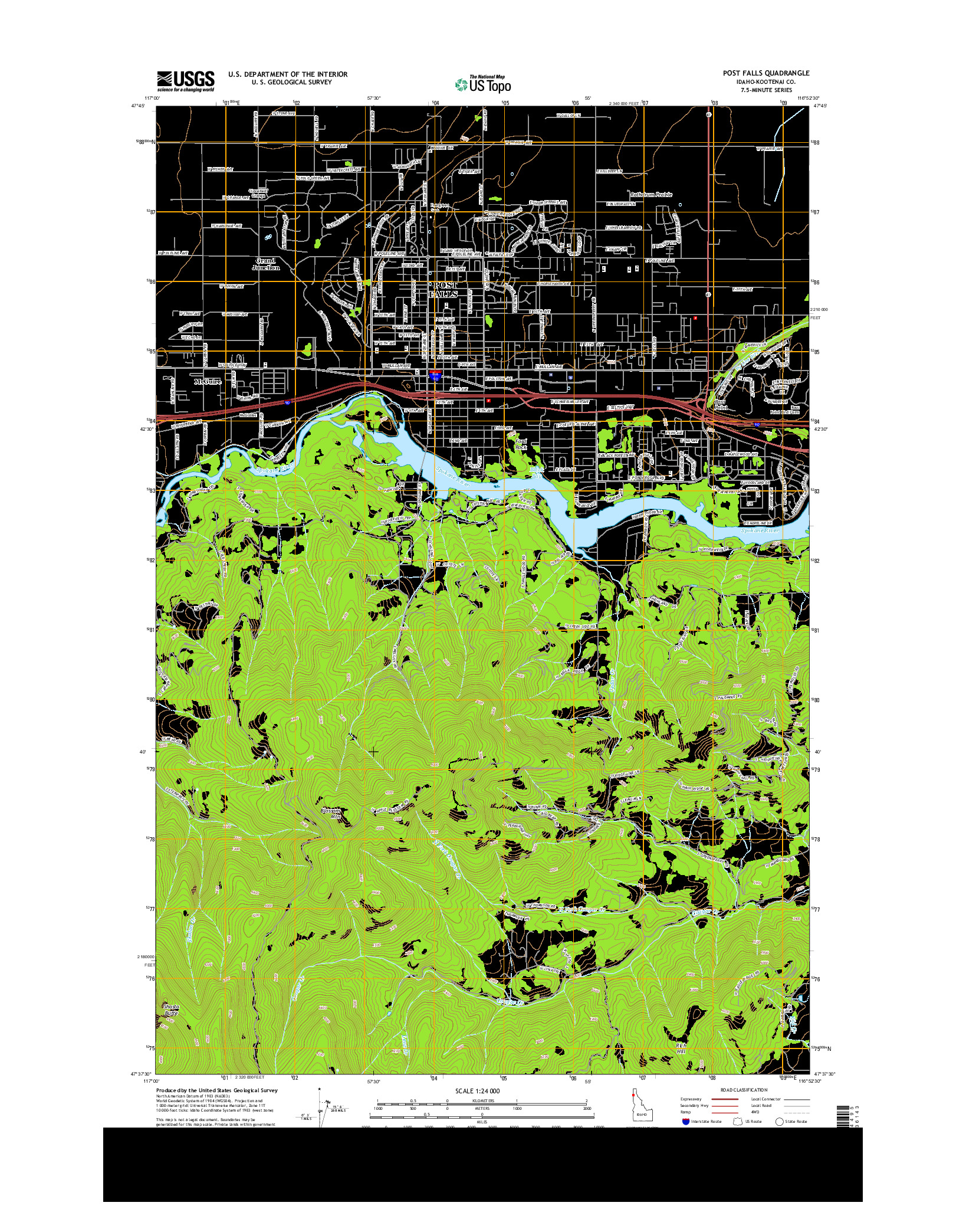 USGS US TOPO 7.5-MINUTE MAP FOR POST FALLS, ID 2013