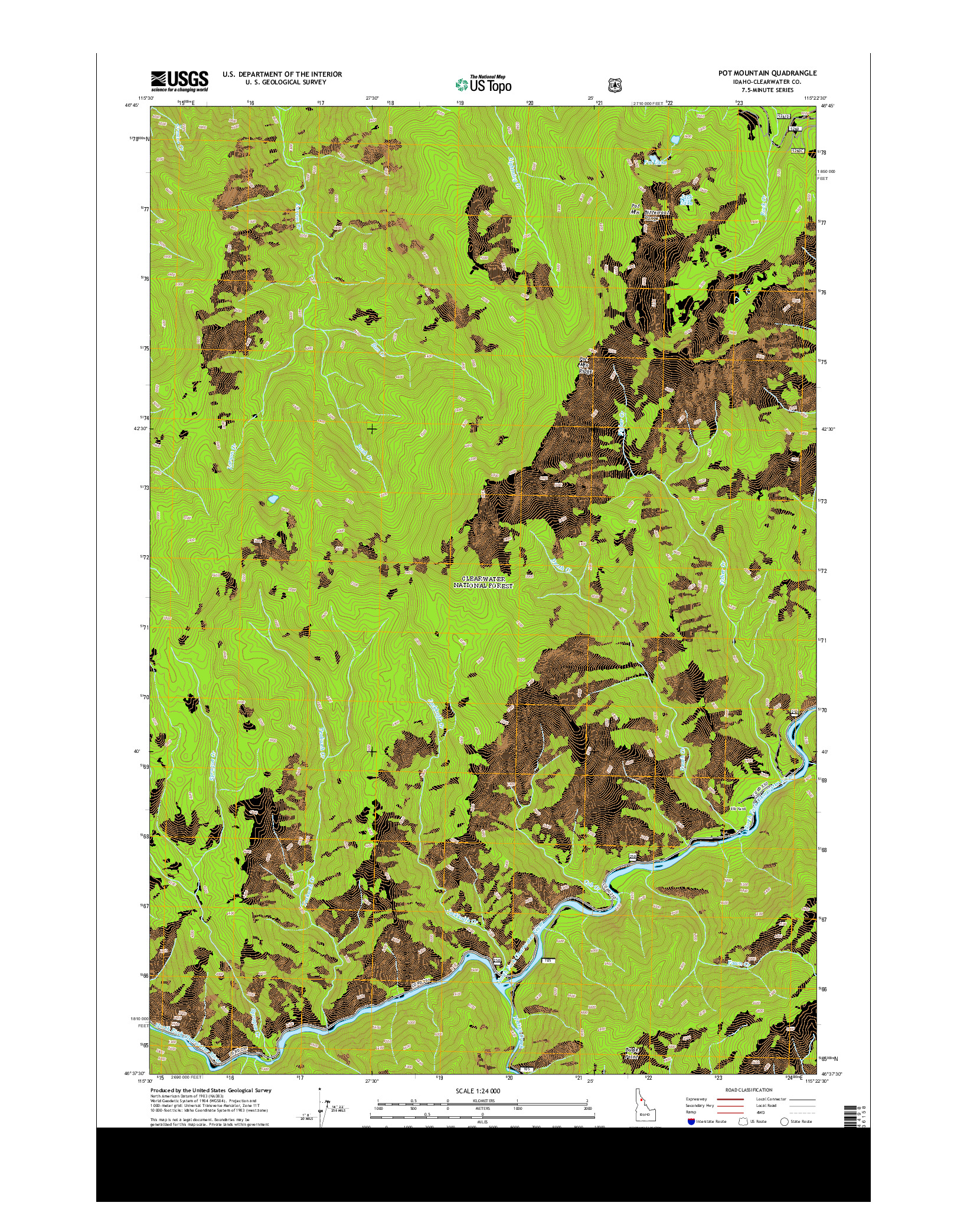 USGS US TOPO 7.5-MINUTE MAP FOR POT MOUNTAIN, ID 2013