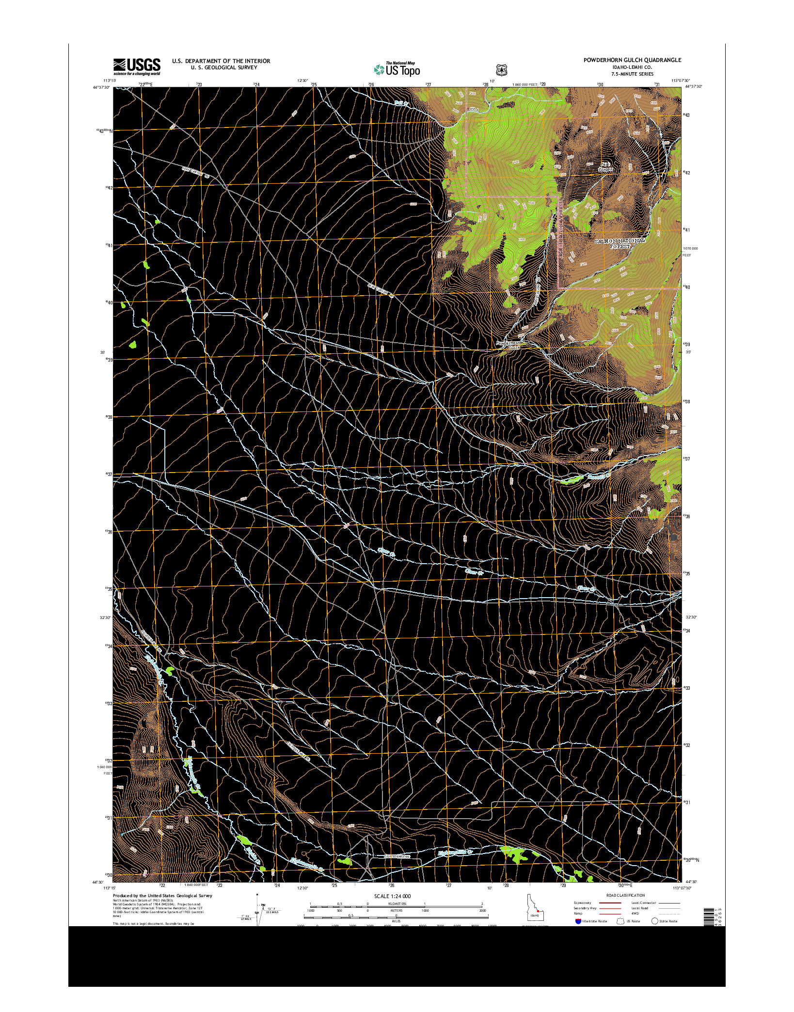 USGS US TOPO 7.5-MINUTE MAP FOR POWDERHORN GULCH, ID 2013