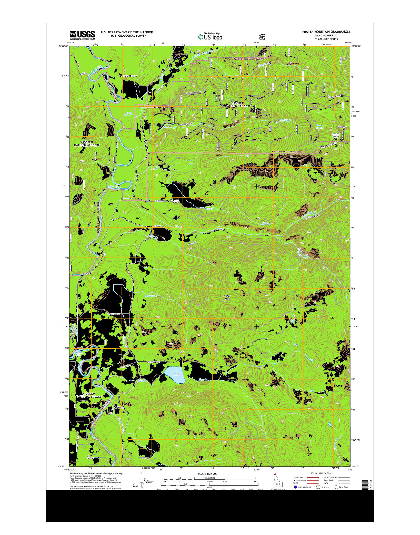 USGS US TOPO 7.5-MINUTE MAP FOR PRATER MOUNTAIN, ID 2013