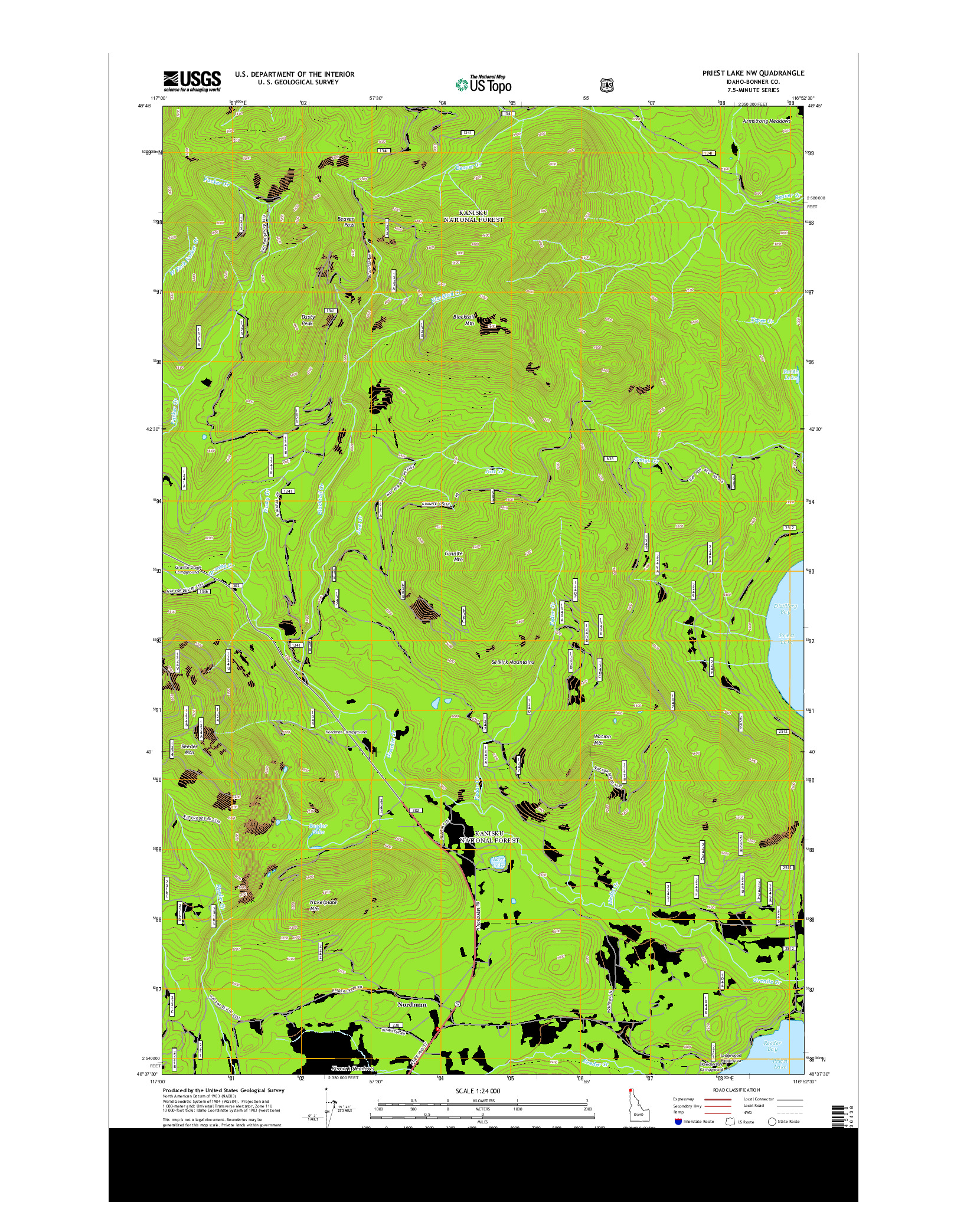 USGS US TOPO 7.5-MINUTE MAP FOR PRIEST LAKE NW, ID 2013