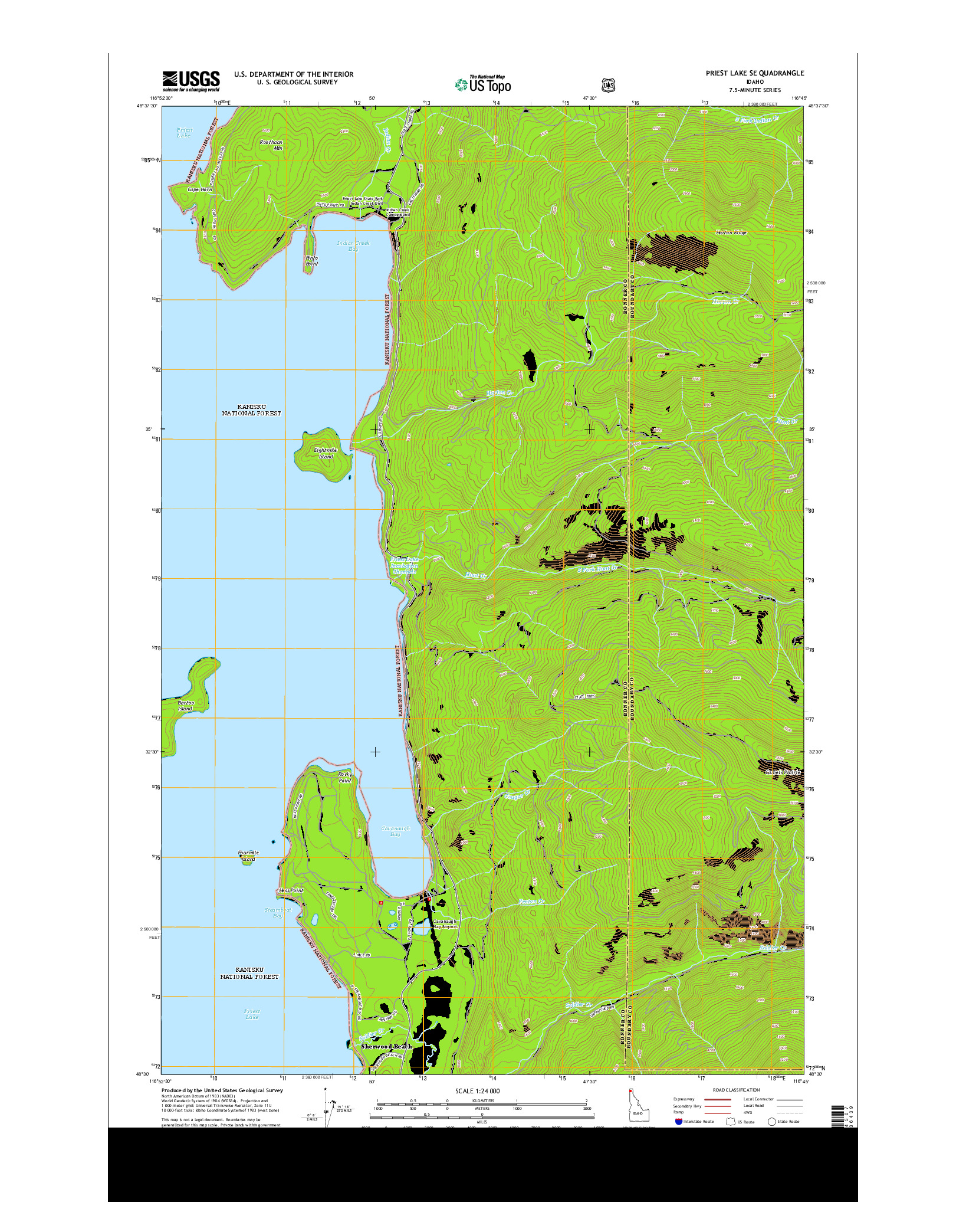 USGS US TOPO 7.5-MINUTE MAP FOR PRIEST LAKE SE, ID 2013
