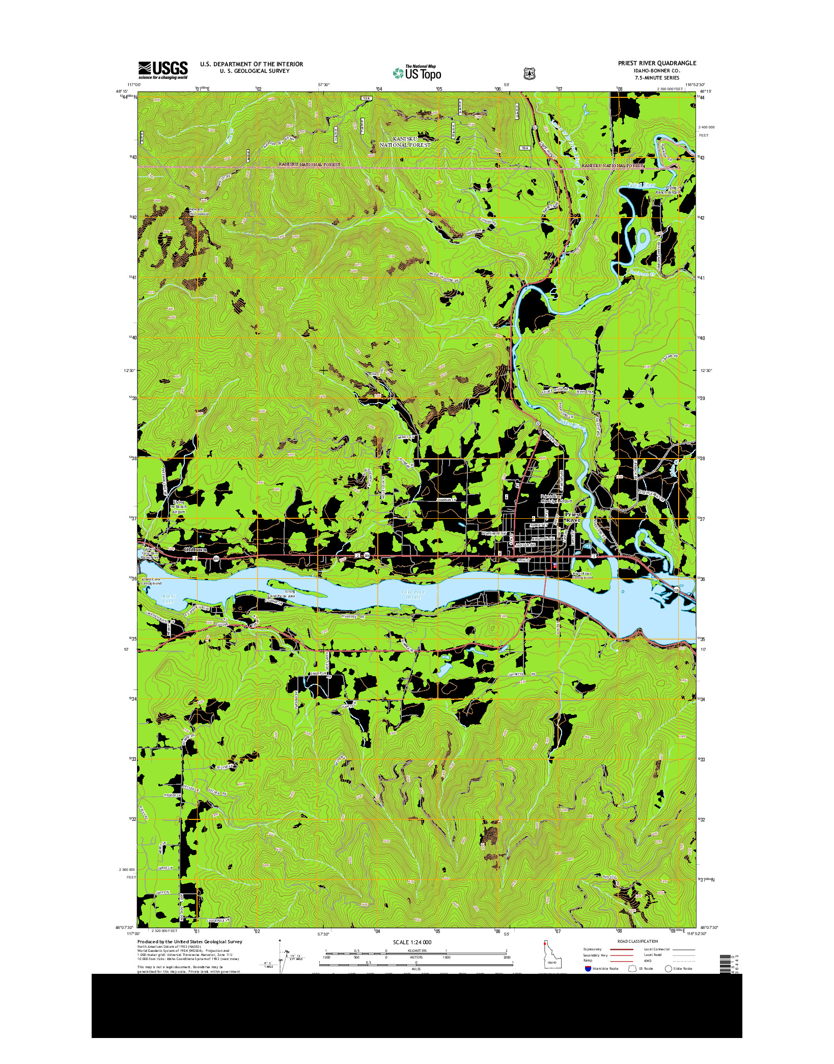 USGS US TOPO 7.5-MINUTE MAP FOR PRIEST RIVER, ID 2013