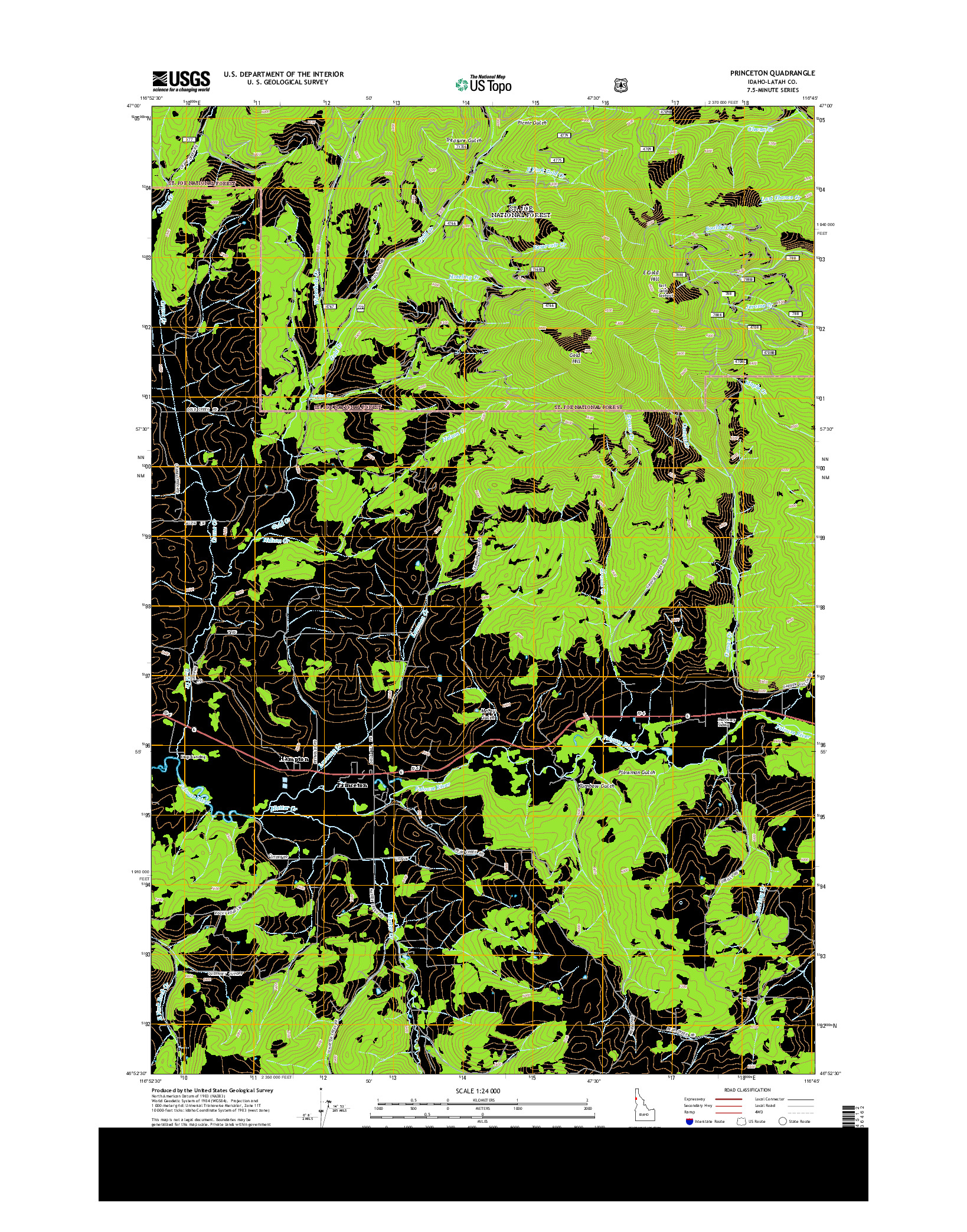 USGS US TOPO 7.5-MINUTE MAP FOR PRINCETON, ID 2013