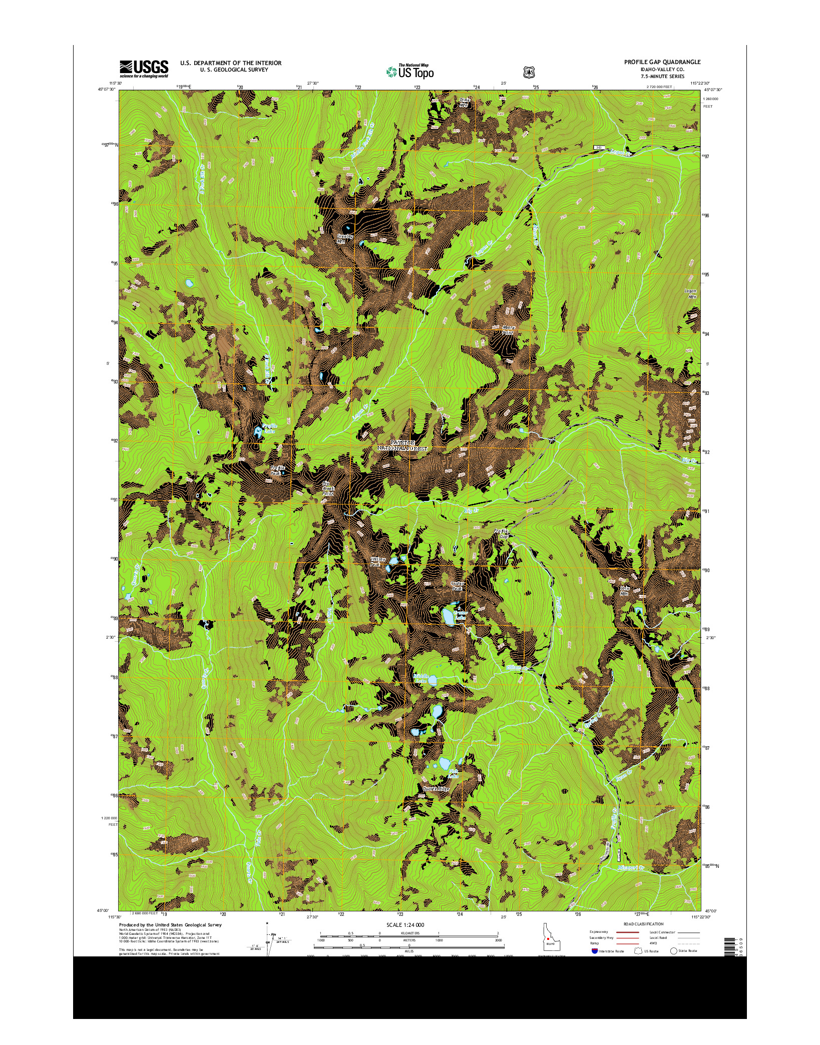 USGS US TOPO 7.5-MINUTE MAP FOR PROFILE GAP, ID 2013