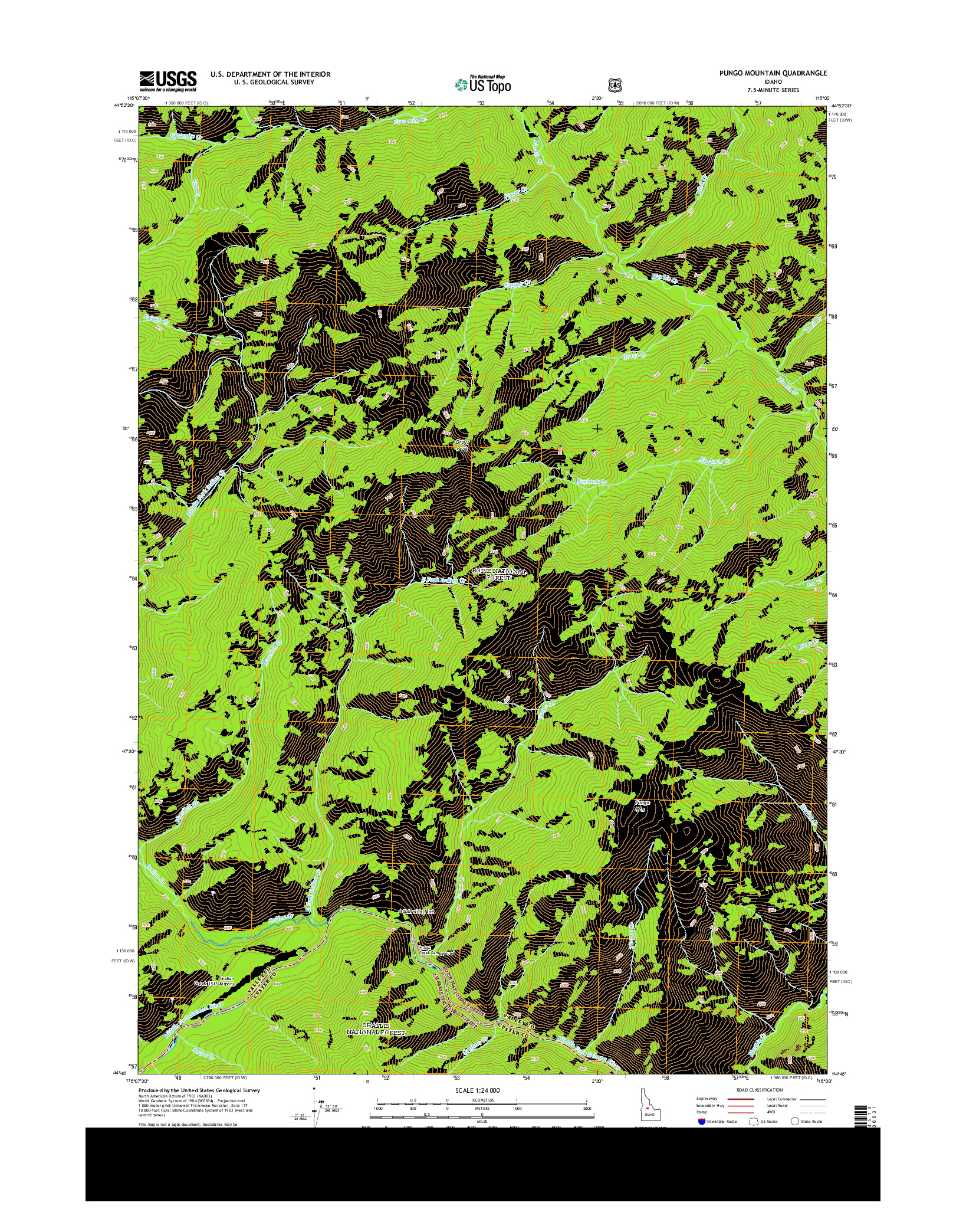 USGS US TOPO 7.5-MINUTE MAP FOR PUNGO MOUNTAIN, ID 2013