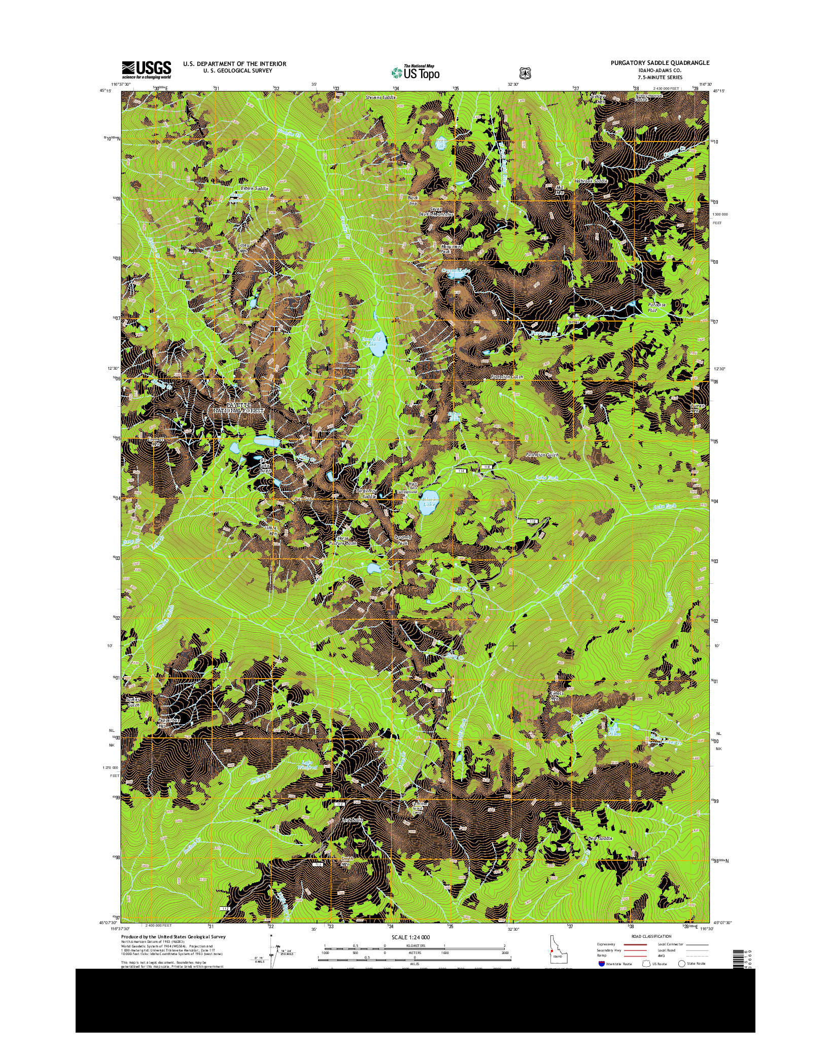 USGS US TOPO 7.5-MINUTE MAP FOR PURGATORY SADDLE, ID 2013