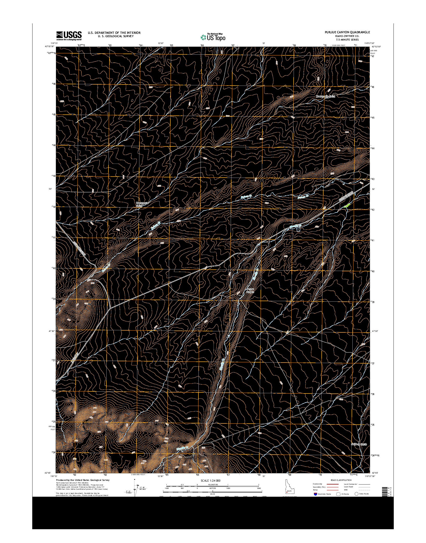 USGS US TOPO 7.5-MINUTE MAP FOR PURJUE CANYON, ID 2013