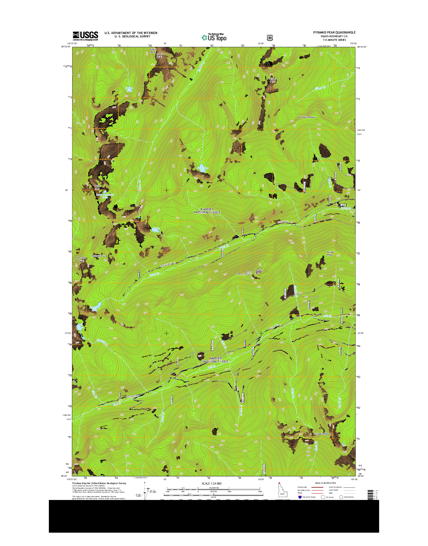 USGS US TOPO 7.5-MINUTE MAP FOR PYRAMID PEAK, ID 2013