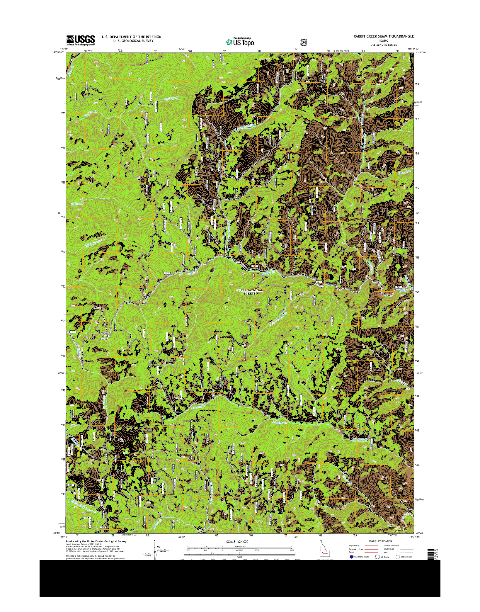 USGS US TOPO 7.5-MINUTE MAP FOR RABBIT CREEK SUMMIT, ID 2013